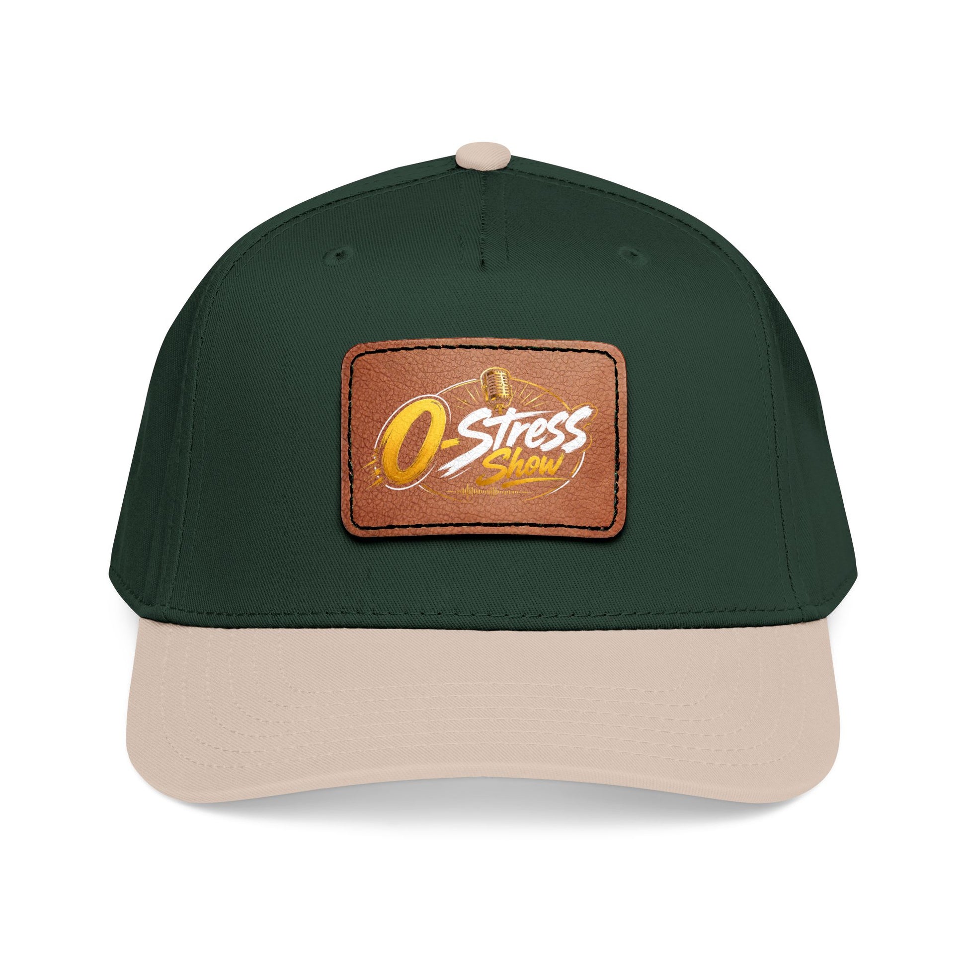Leather Patch Baseball Cap — "No Stress" Retro Logo