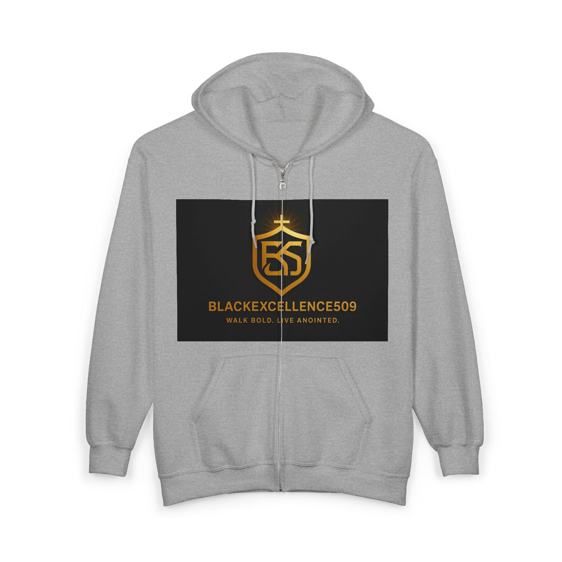 Gold Logo Zip-Up Hoodie - Comfortable Streetwear, Perfect for Casual Outings, Gifts for Trendsetters, Athletes, Everyday Wear