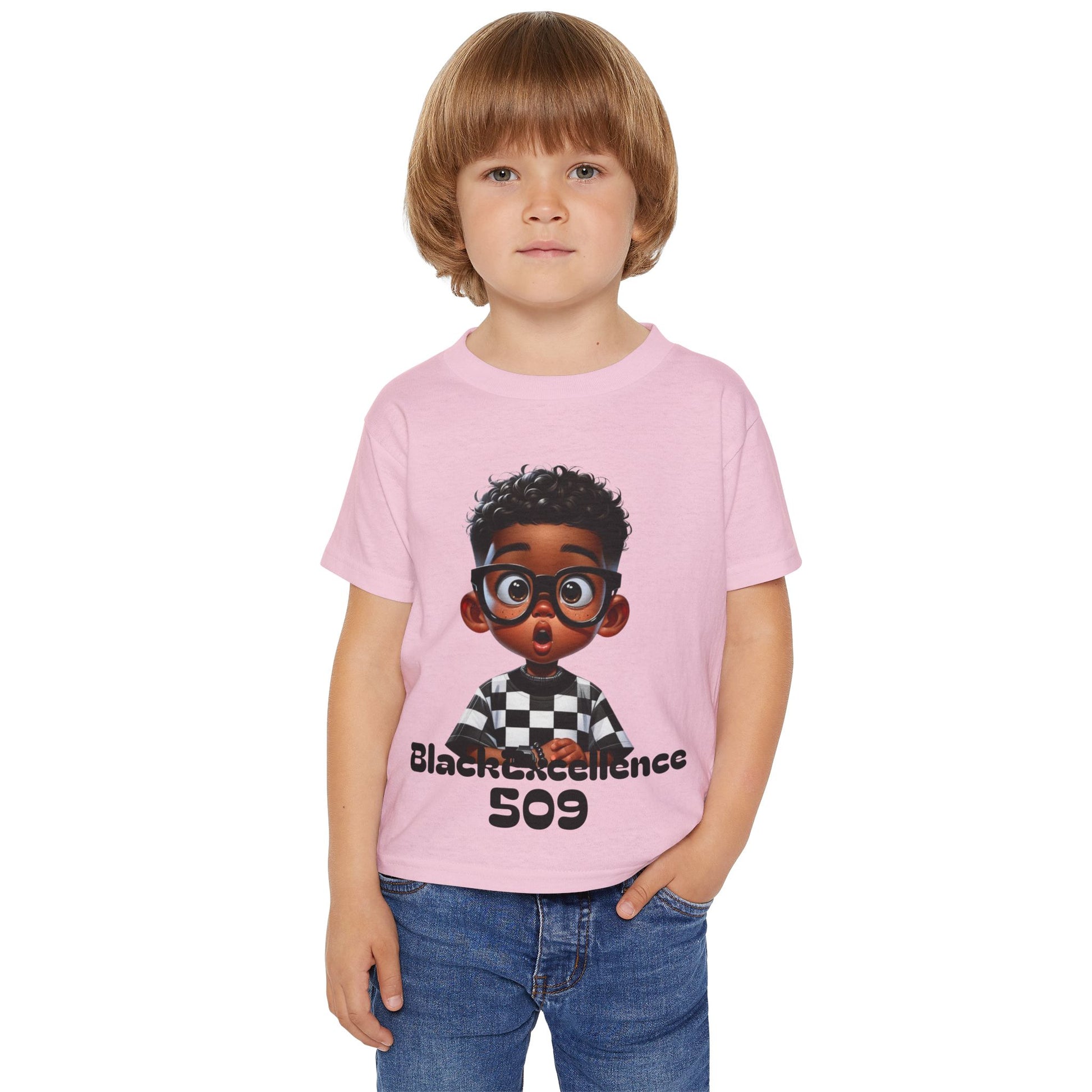 Toddler T-Shirt — 'Black Excellence 509' Cute Cartoon Boy Graphic