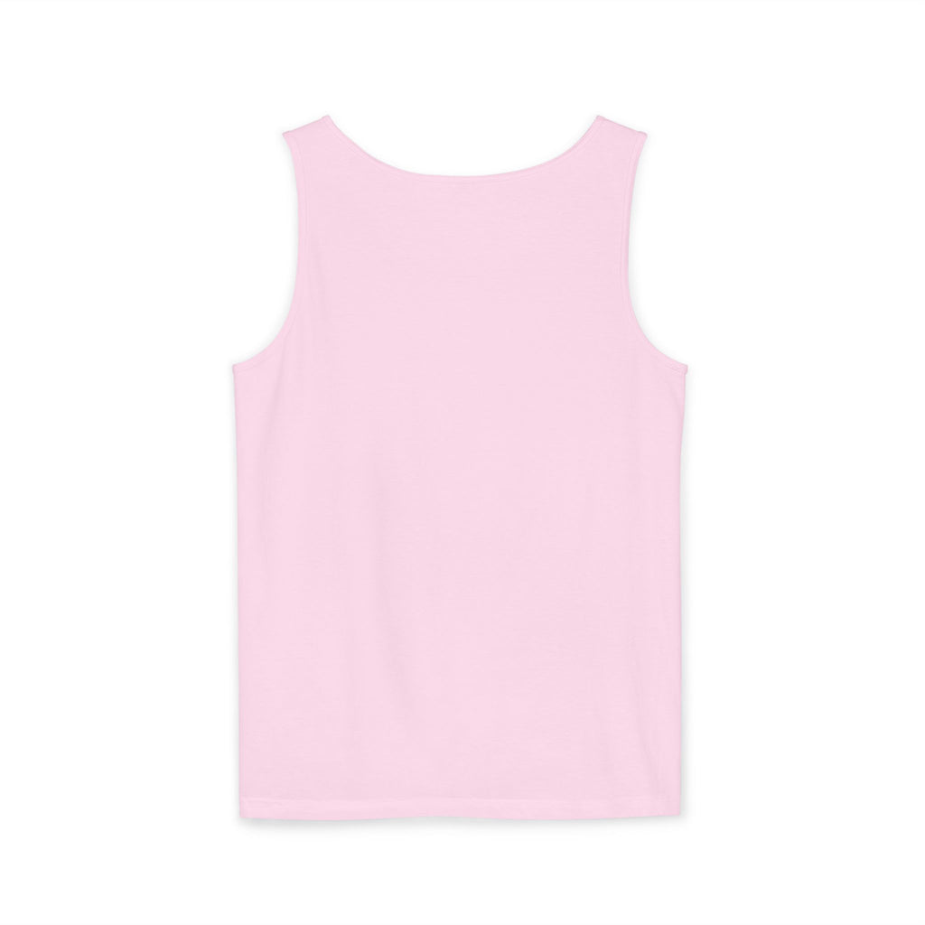 Palm Oasis Tank Top — Golden Tropical Graphic Summer Tee