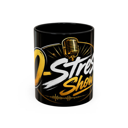 Accent Coffee Mug — '2-Stream Show' Black & Gold Podcast Logo Coffee Mug (11/15 oz)