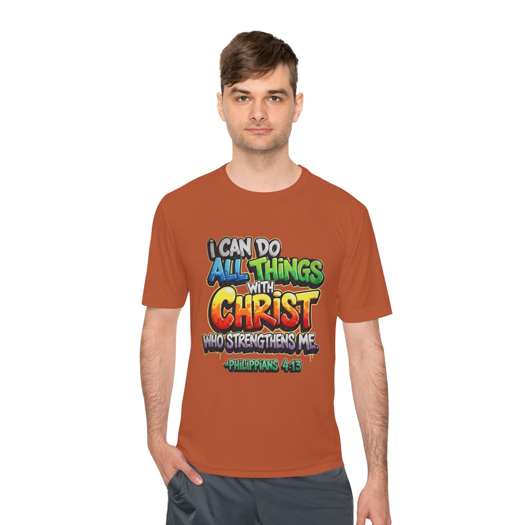 Christian Graphic Tee — "I Can Do All Things With Christ" Philippians 4:13 Moisture-Wicking Shirt