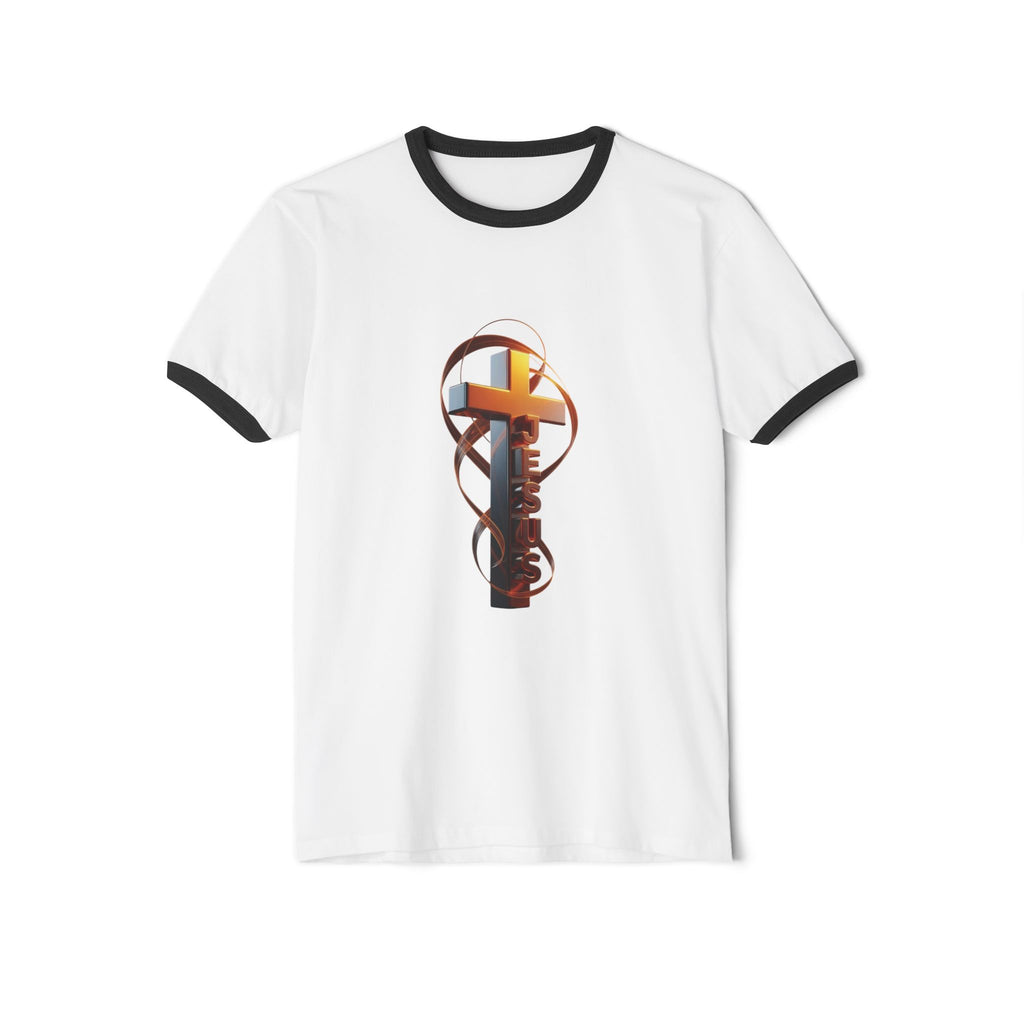 Christian Cross Ringer T-Shirt — Faith Key Graphic Tee
