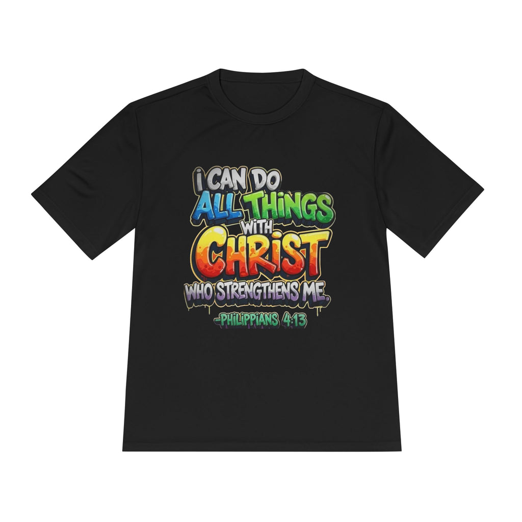 Christian Graphic Tee — "I Can Do All Things With Christ" Philippians 4:13 Moisture-Wicking Shirt