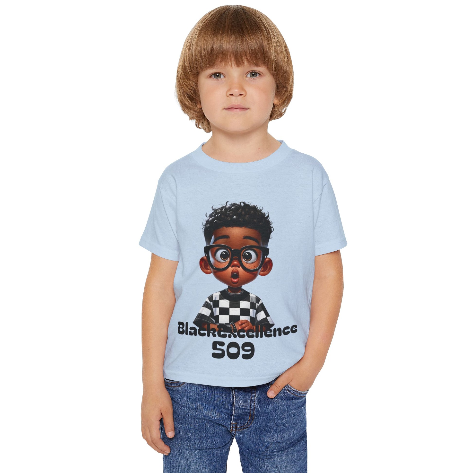 Toddler T-Shirt — 'Black Excellence 509' Cute Cartoon Boy Graphic