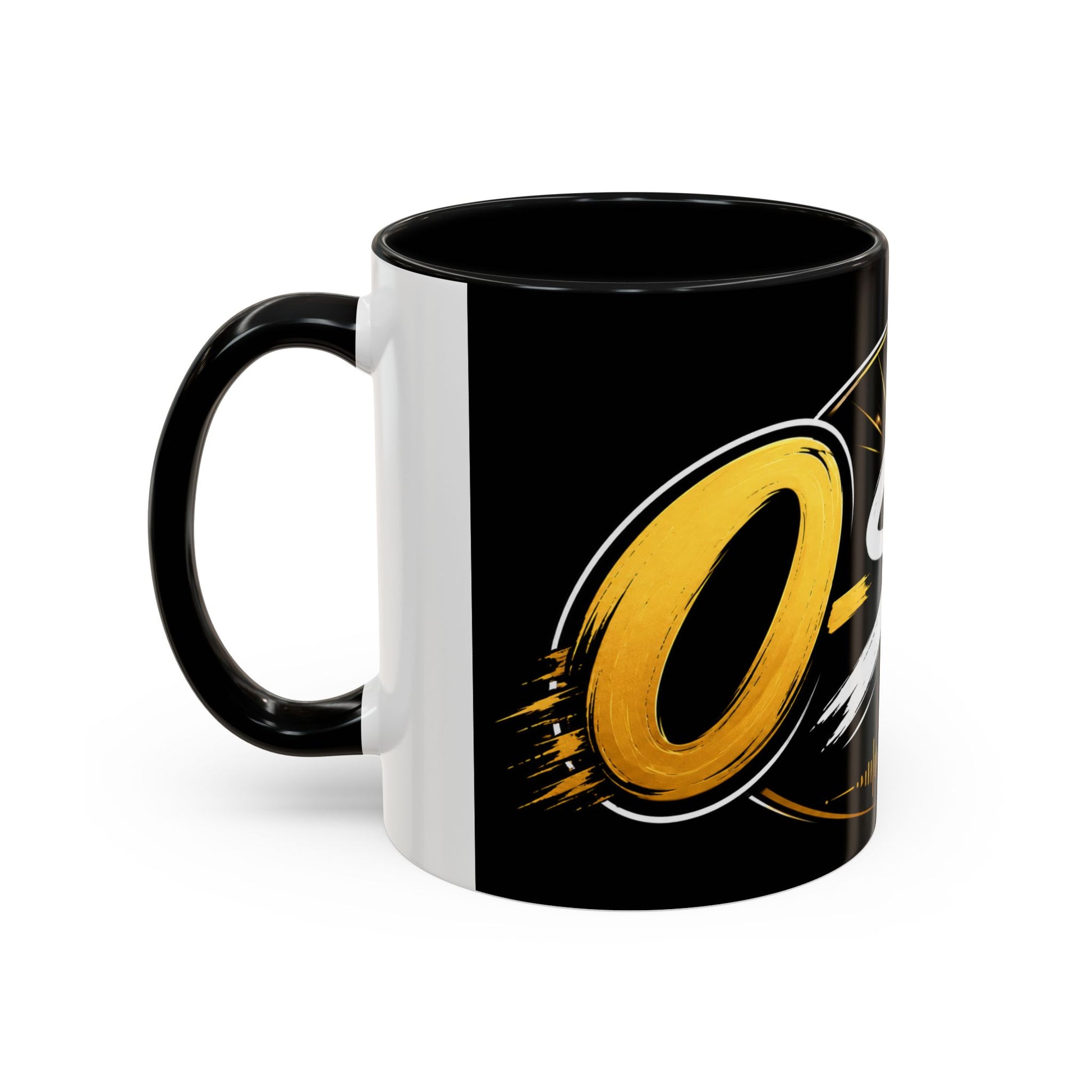 Accent Coffee Mug — '2-Stream Show' Black & Gold Podcast Logo Coffee Mug (11/15 oz)
