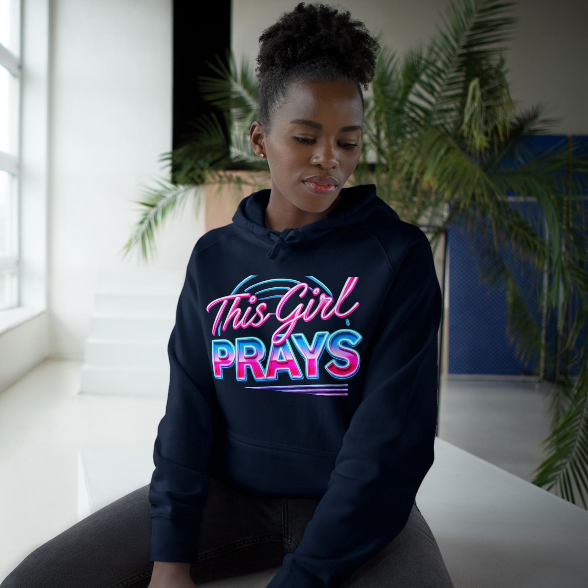 This Girl Prays Hoodie — Women's Faith Graphic Hoodie