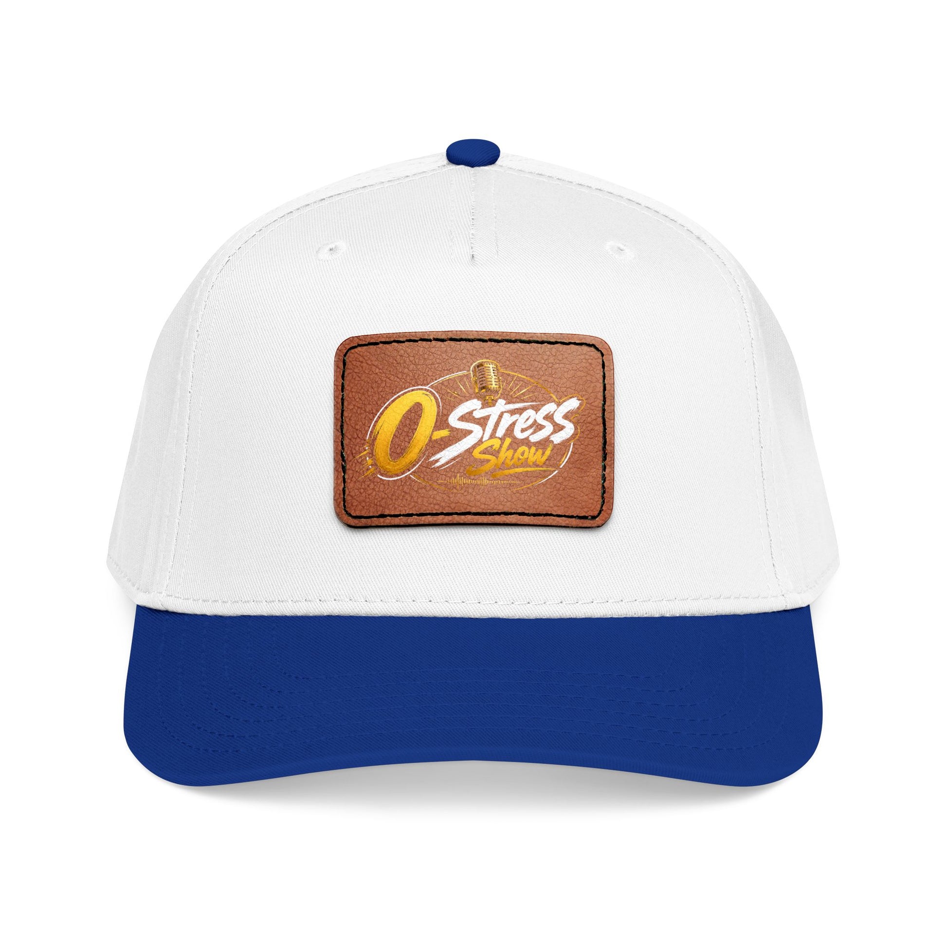 Leather Patch Baseball Cap — "No Stress" Retro Logo