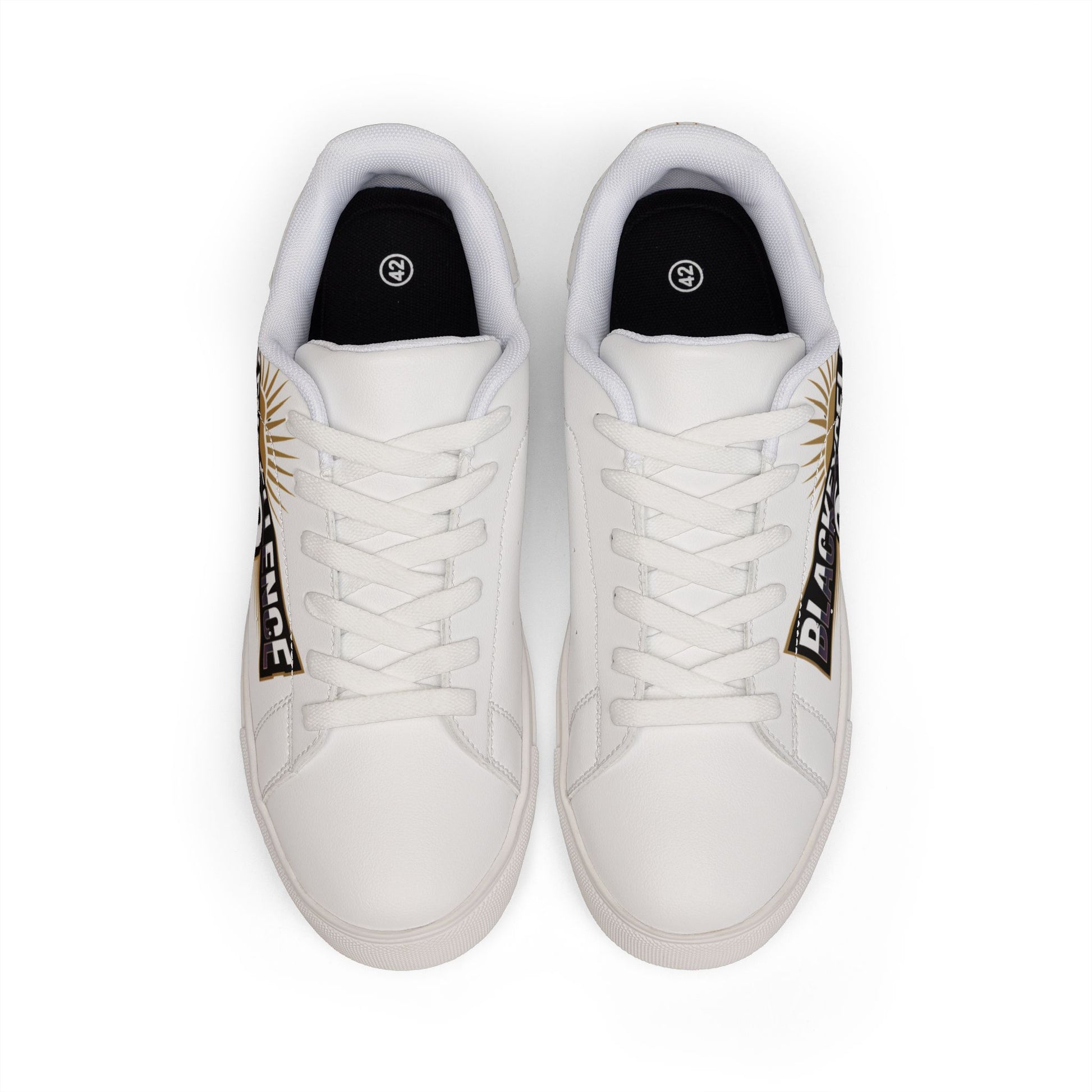 Women's Low-Top Leather Sneakers — "Black Excellence 500" Retro Logo