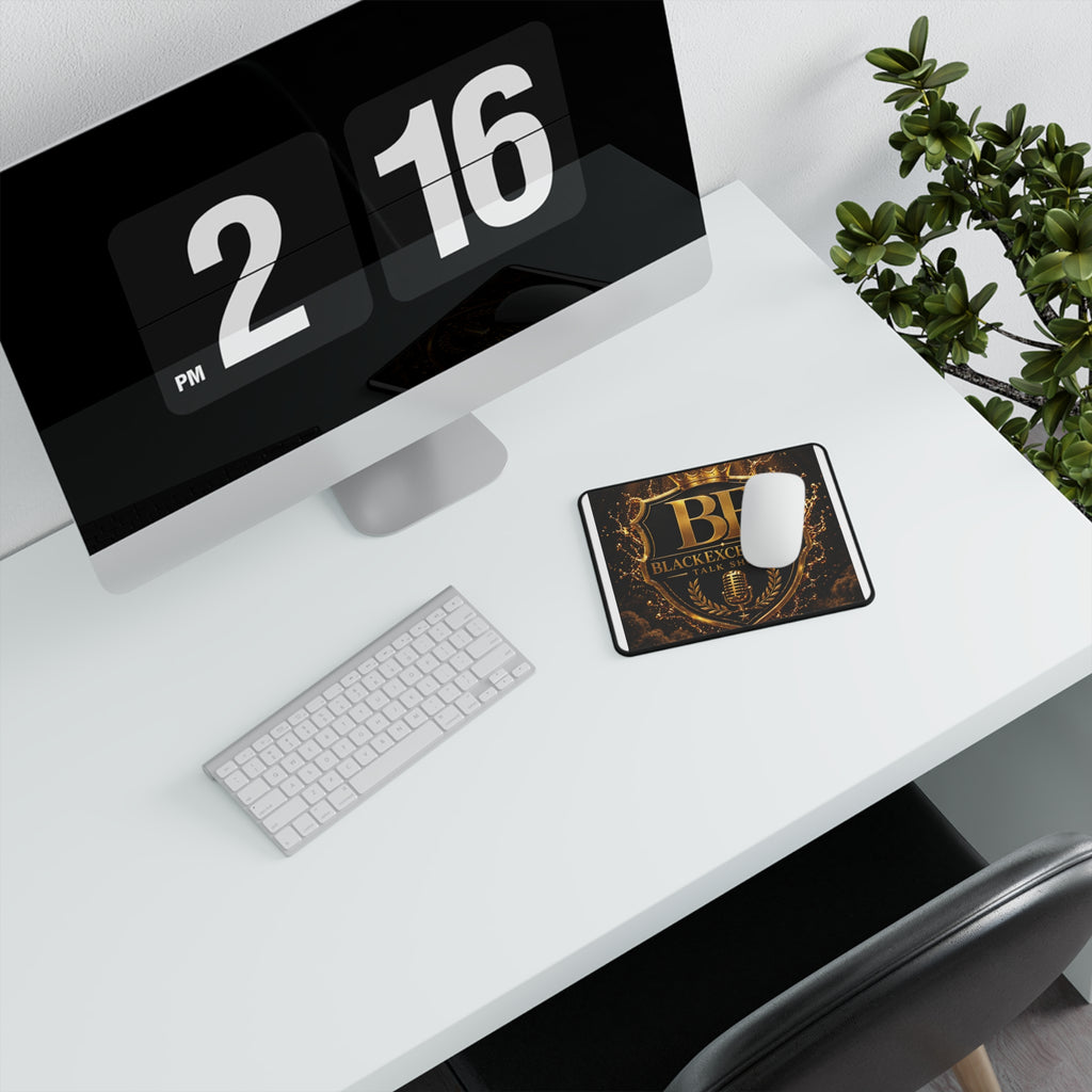 Black Excellence Talk Show Mouse Pad — Gold Crest Non‑Slip Gaming Mat
