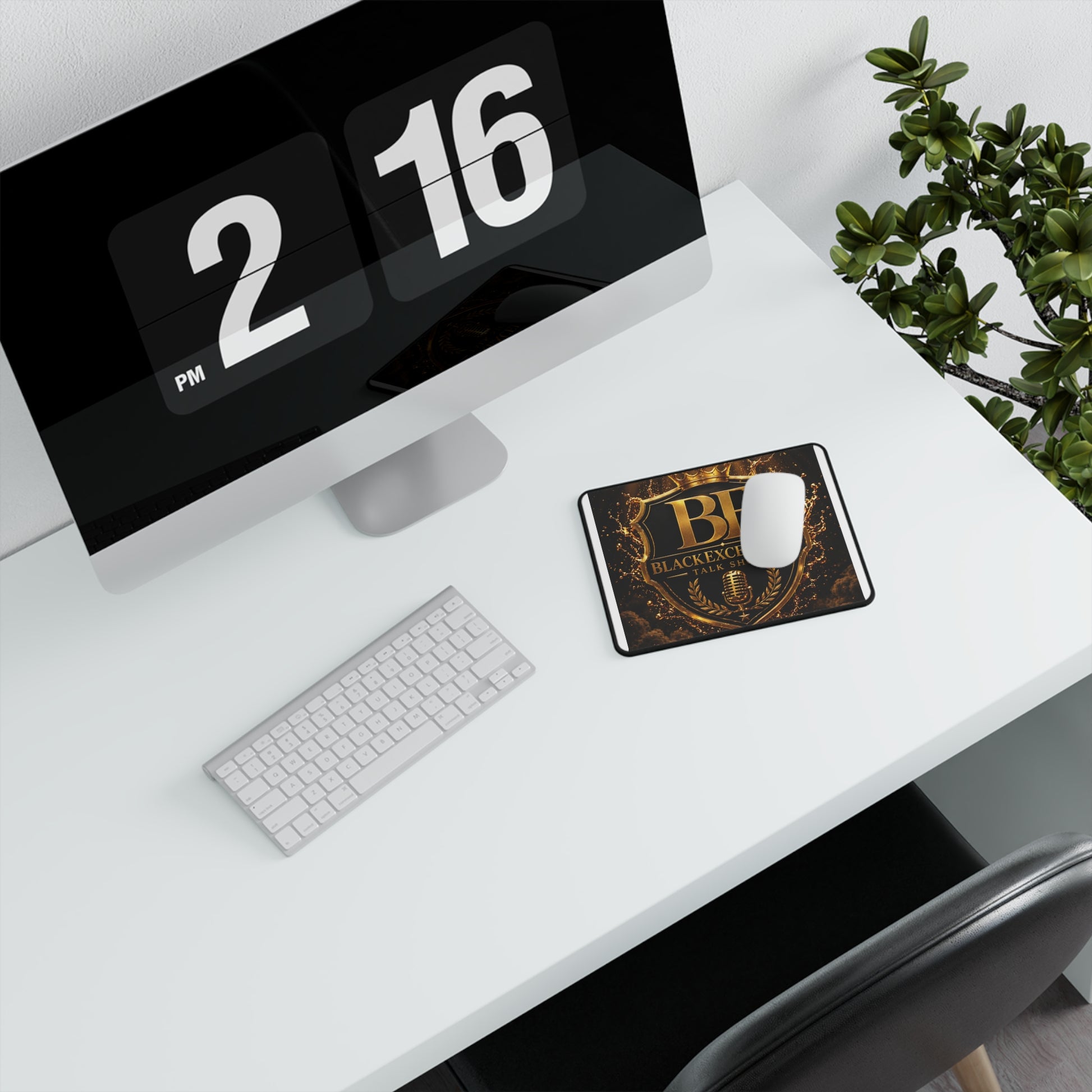 Black Excellence Talk Show Mouse Pad — Gold Crest Non‑Slip Gaming Mat
