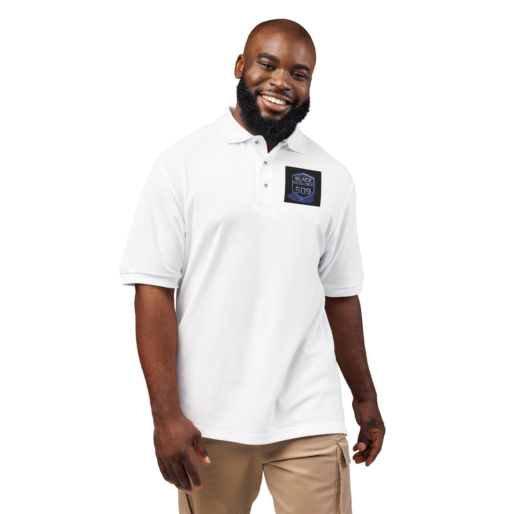 Embroidered 'Stay Weird' Blue Galaxy Polo