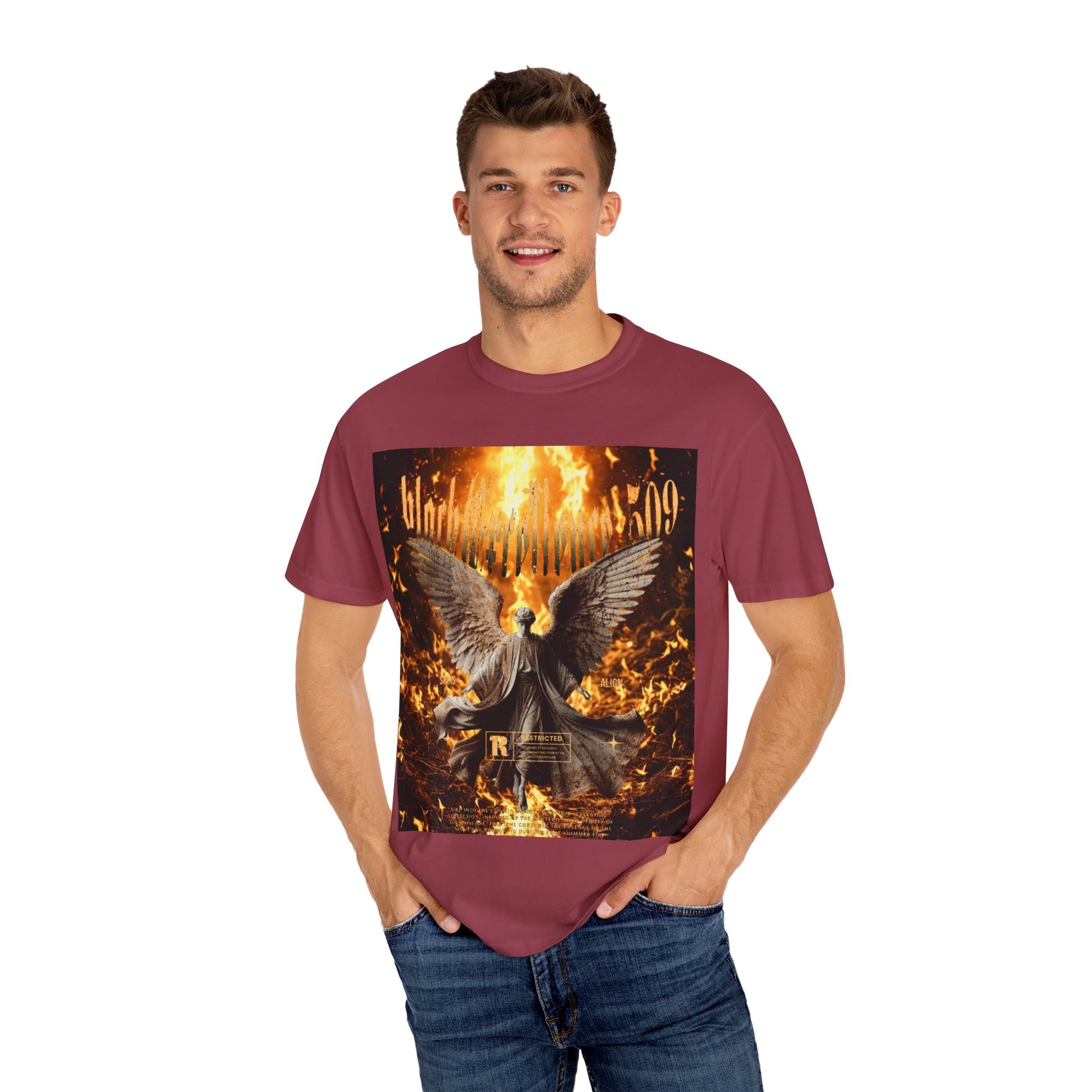 Dramatic Angel Graphic T-shirt | Gothic Style Tee | Unisex Casual Shirt | Festival Wear | Unique Gift for Music Lovers