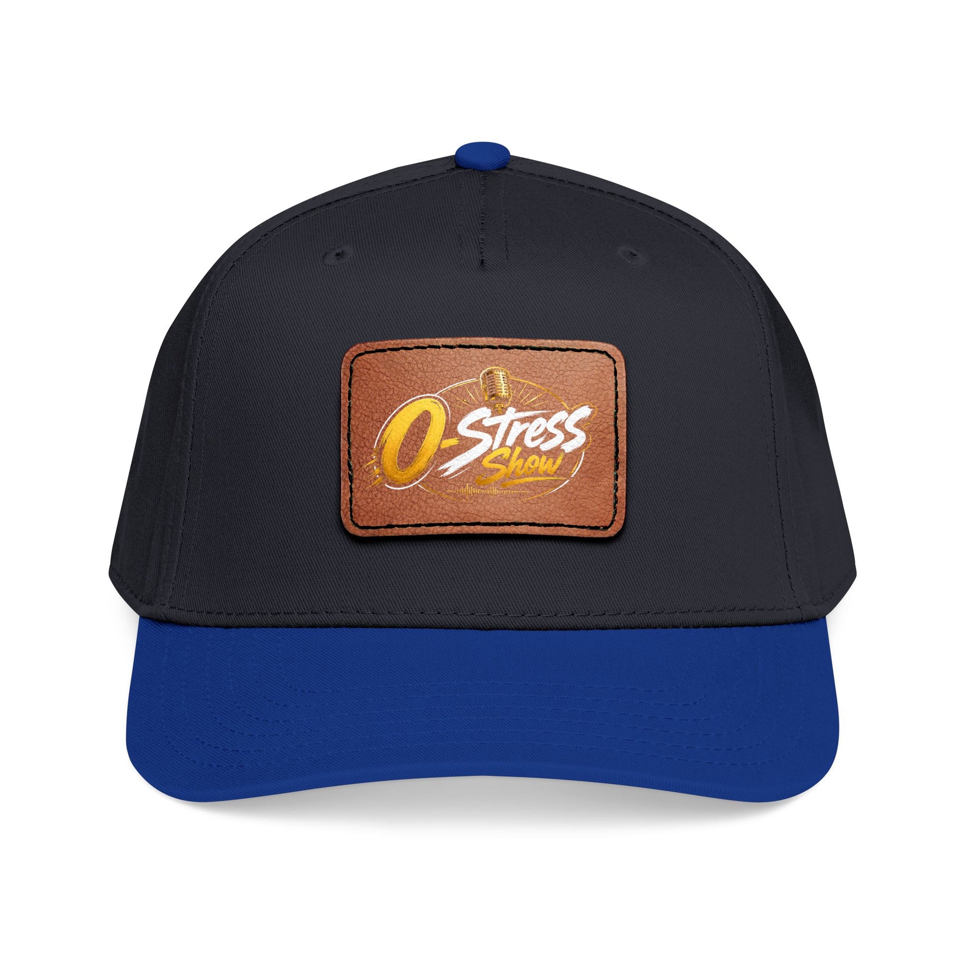 Leather Patch Baseball Cap — "No Stress" Retro Logo