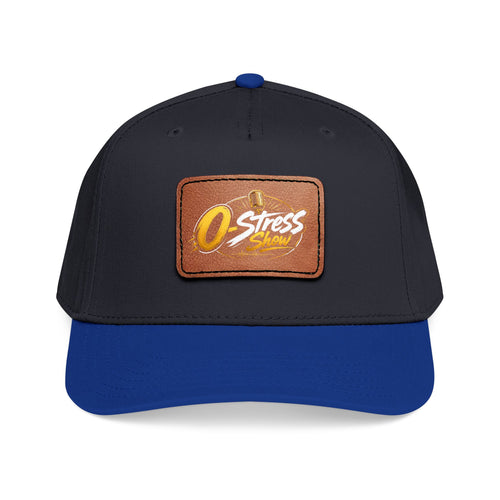 Black Excellence 509 0-Stress Leather Patch Baseball Cap – Retro Logo – Royal / Black / Light Brown patch