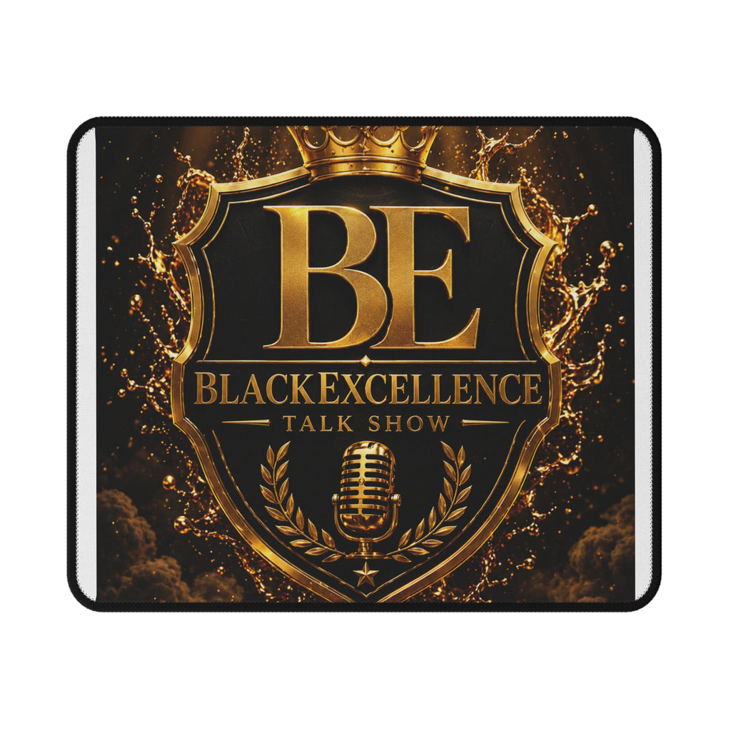 Black Excellence Talk Show Mouse Pad — Gold Crest Non‑Slip Gaming Mat