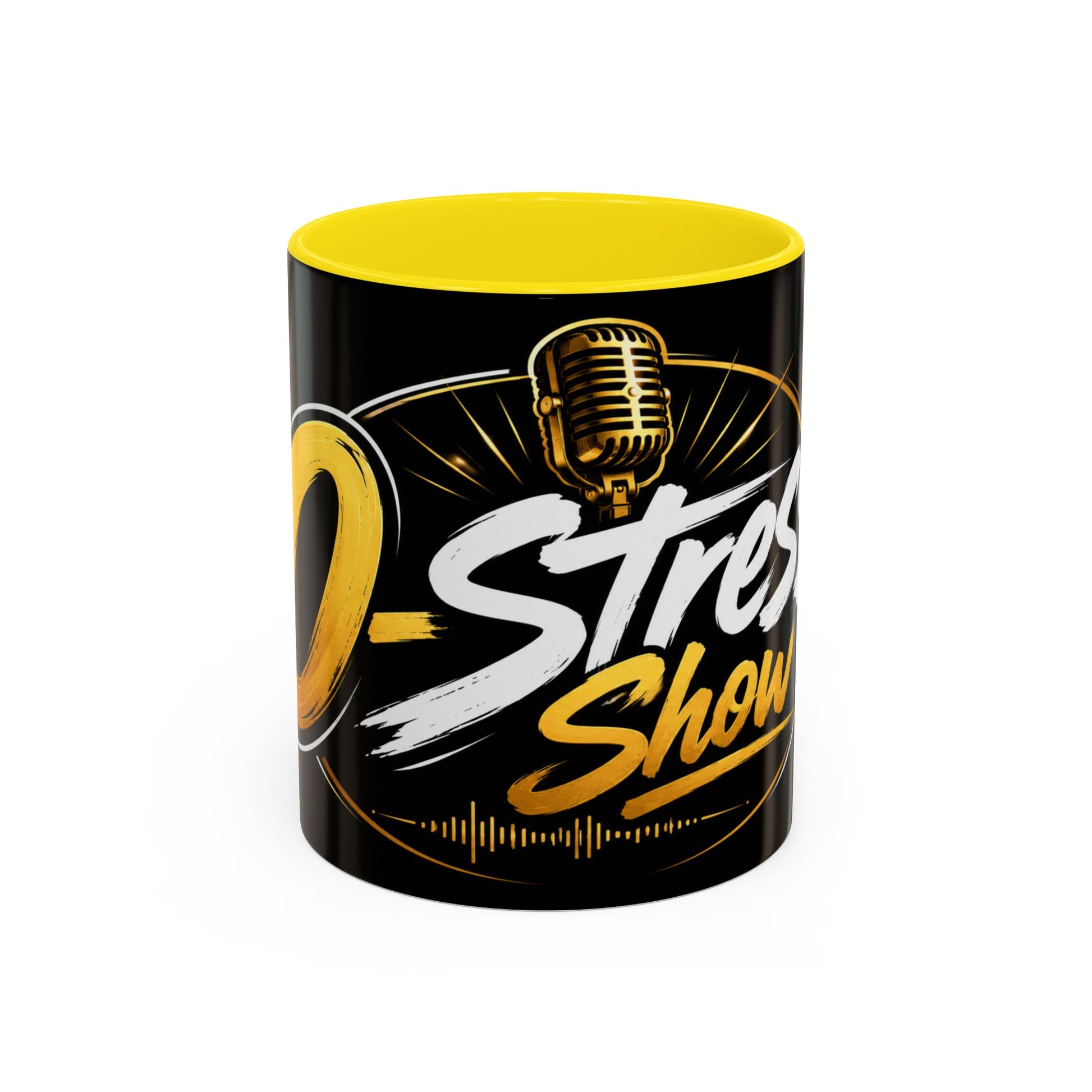 Accent Coffee Mug — '2-Stream Show' Black & Gold Podcast Logo Coffee Mug (11/15 oz)