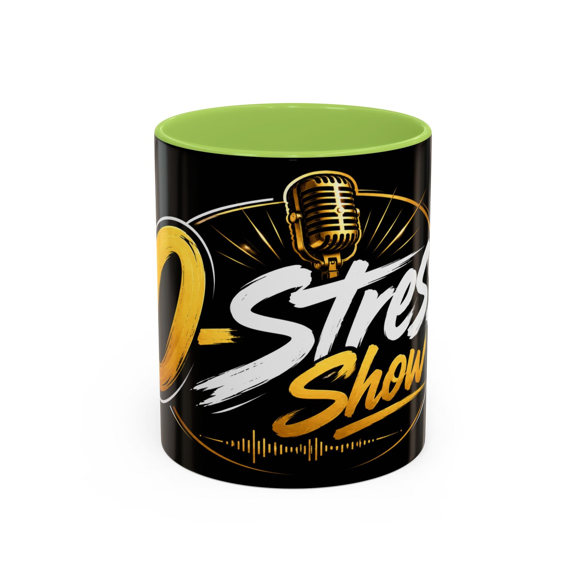 Accent Coffee Mug — '2-Stream Show' Black & Gold Podcast Logo Coffee Mug (11/15 oz)