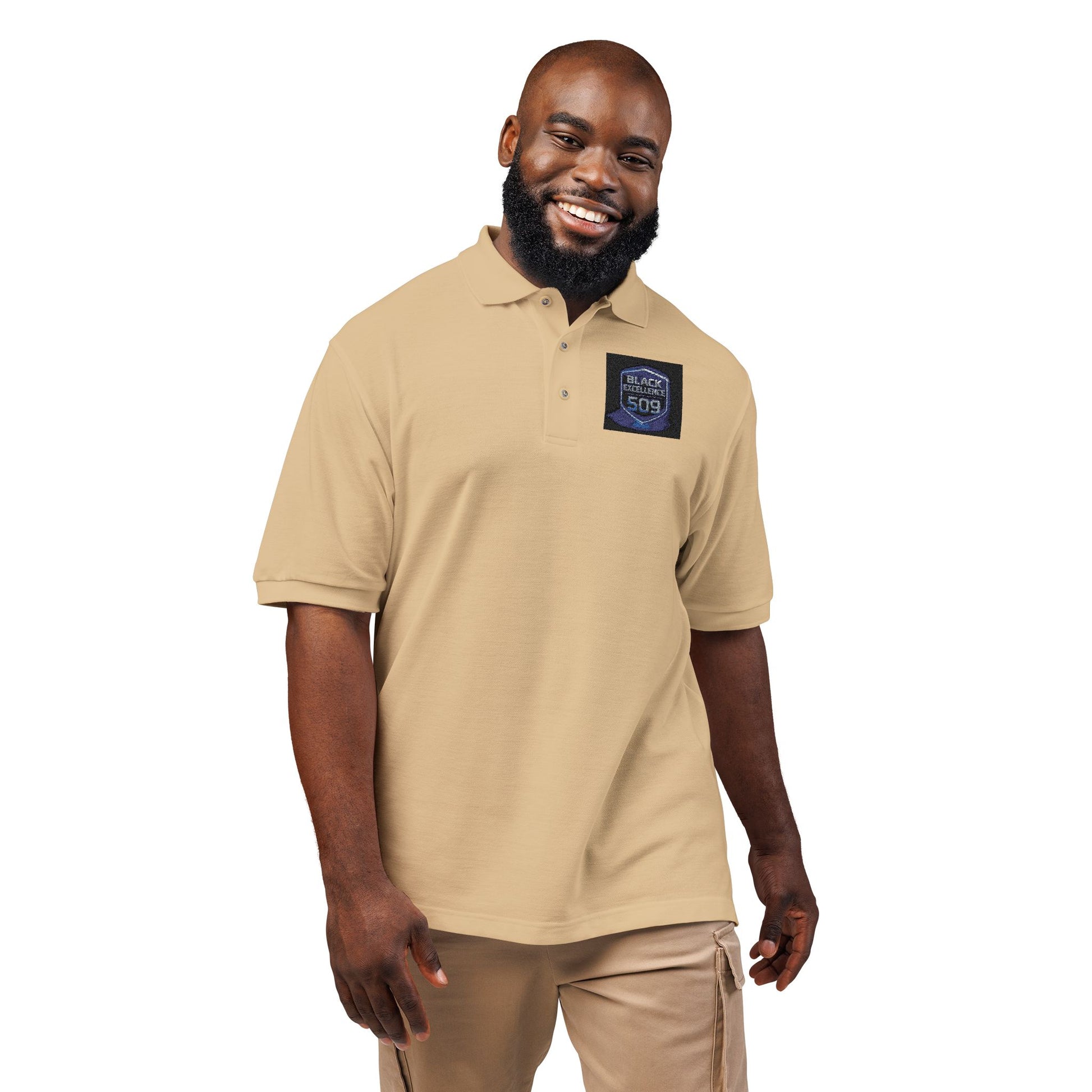 Embroidered 'Stay Weird' Blue Galaxy Polo