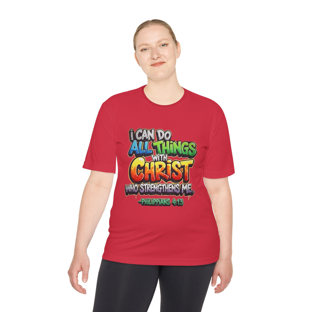 Christian Graphic Tee — "I Can Do All Things With Christ" Philippians 4:13 Moisture-Wicking Shirt