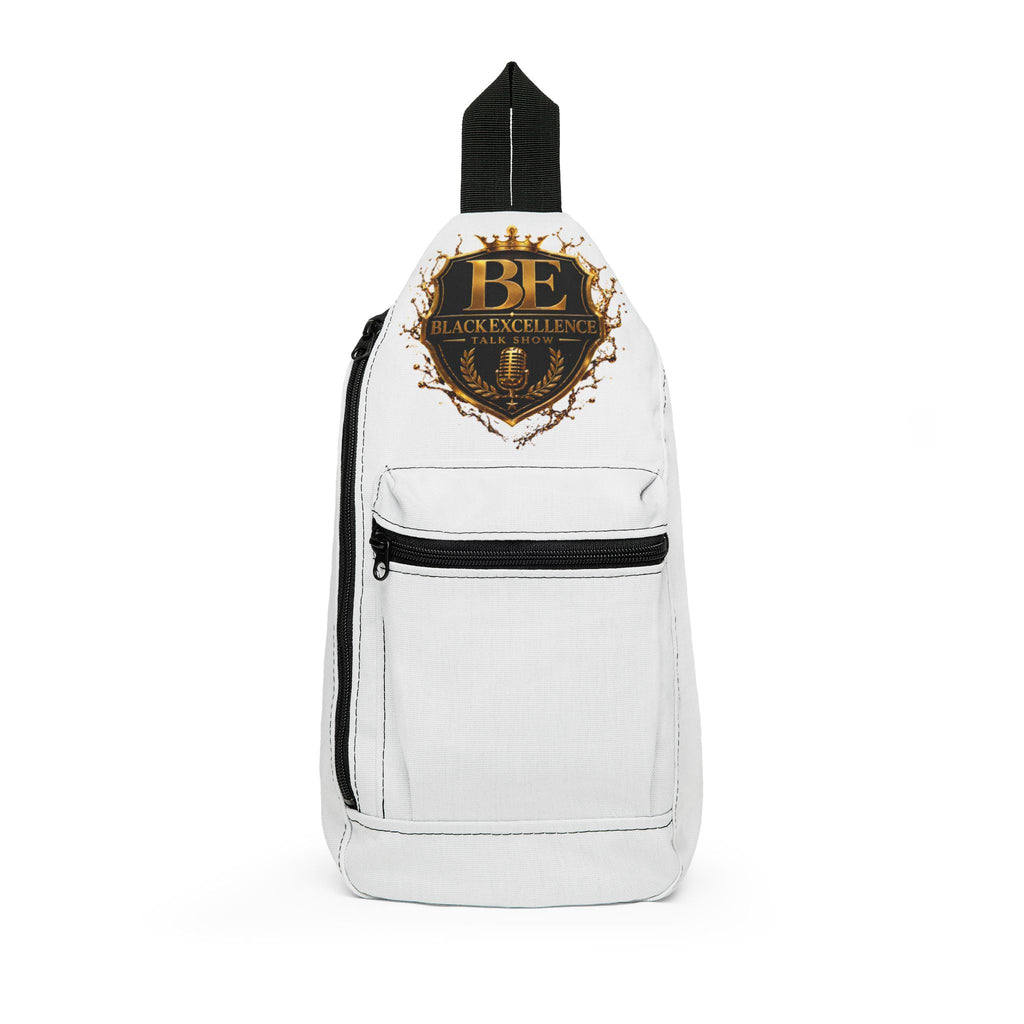 BE Beautiful Crown Sling Bag — Stylish White Crossbody Bag with Gold Emblem