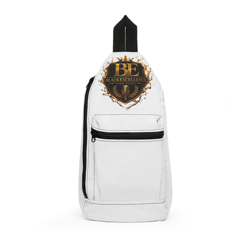 BE Beautiful Crown Sling Bag — Stylish White Crossbody Bag with Gold Emblem