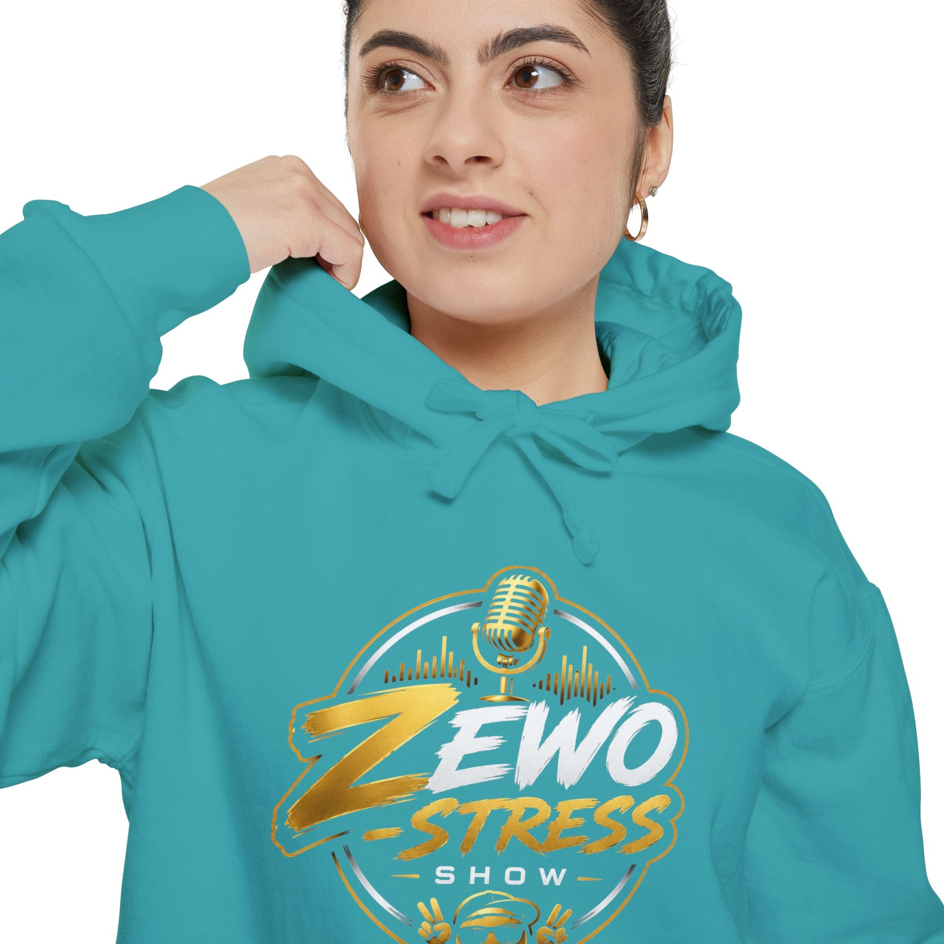 Z-Stress Hoodie — Relaxed Graphic Pullover with Gold Zen Design