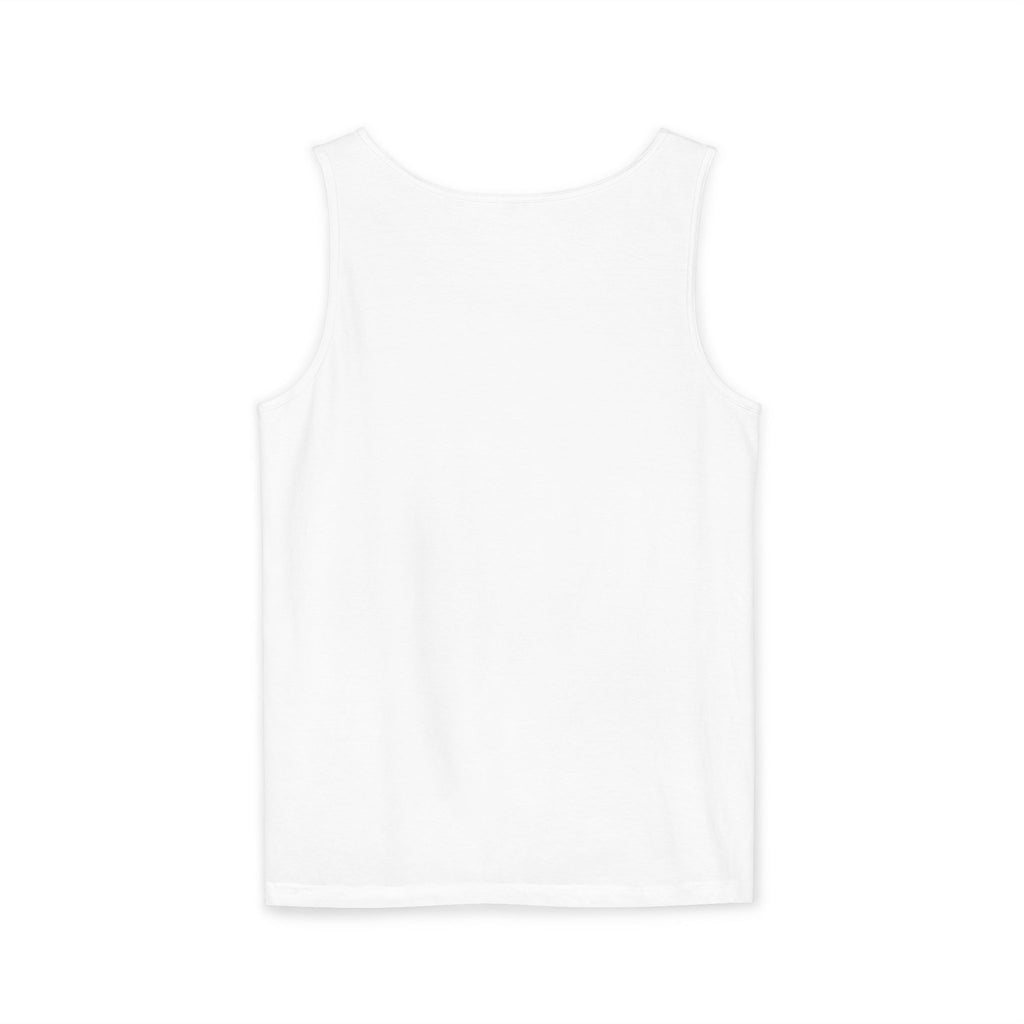 Palm Oasis Tank Top — Golden Tropical Graphic Summer Tee