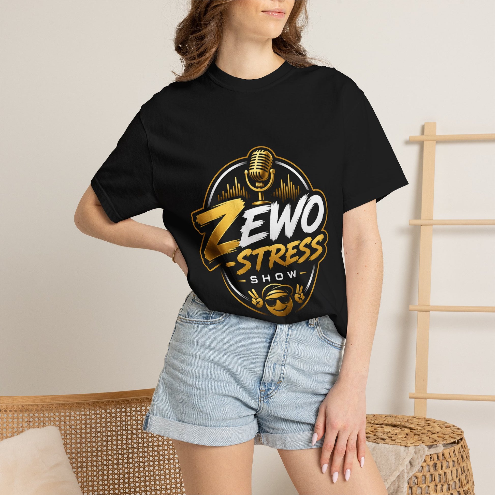 Z-Stress Podcast Logo T-Shirt — Relaxed Microphone Graphic Tee