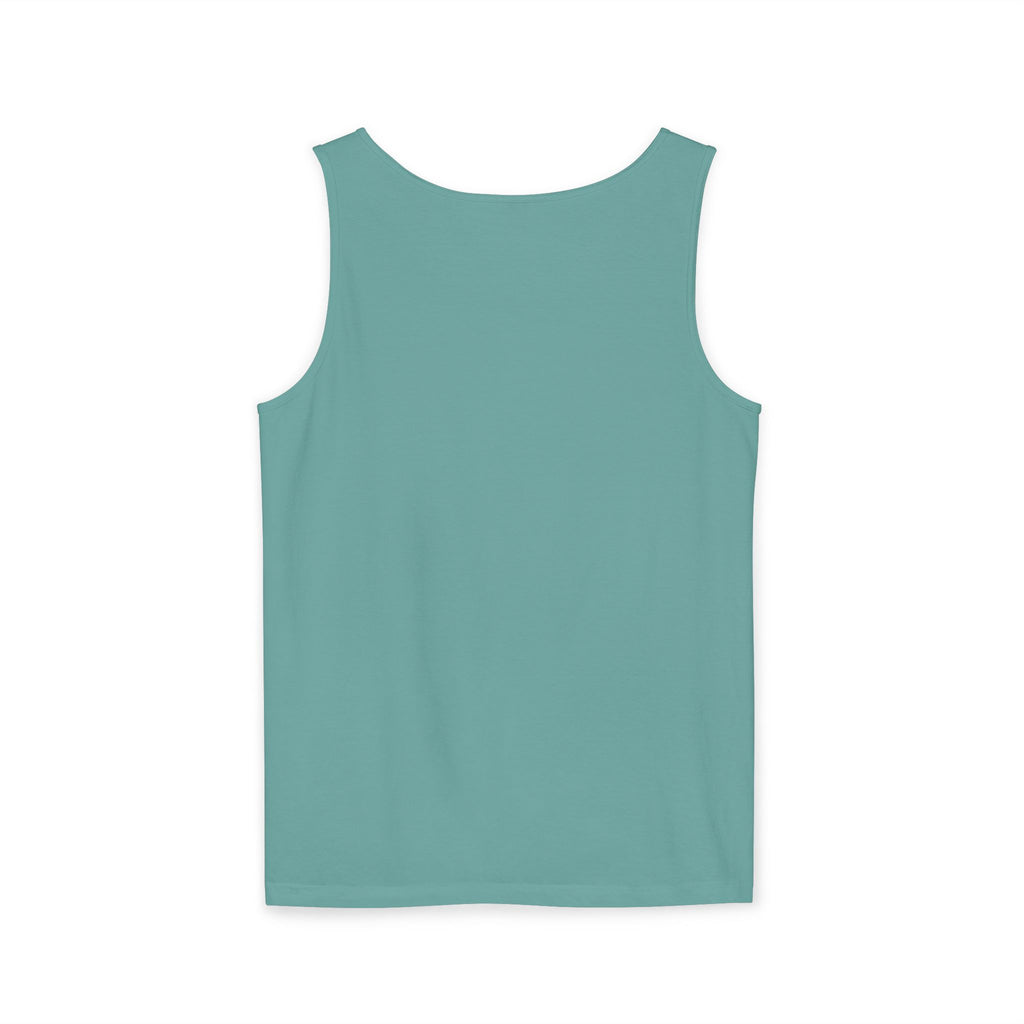 Palm Oasis Tank Top — Golden Tropical Graphic Summer Tee