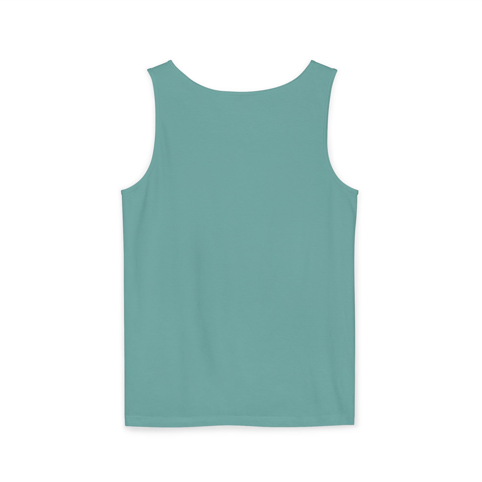 Palm Oasis Tank Top — Golden Tropical Graphic Summer Tee