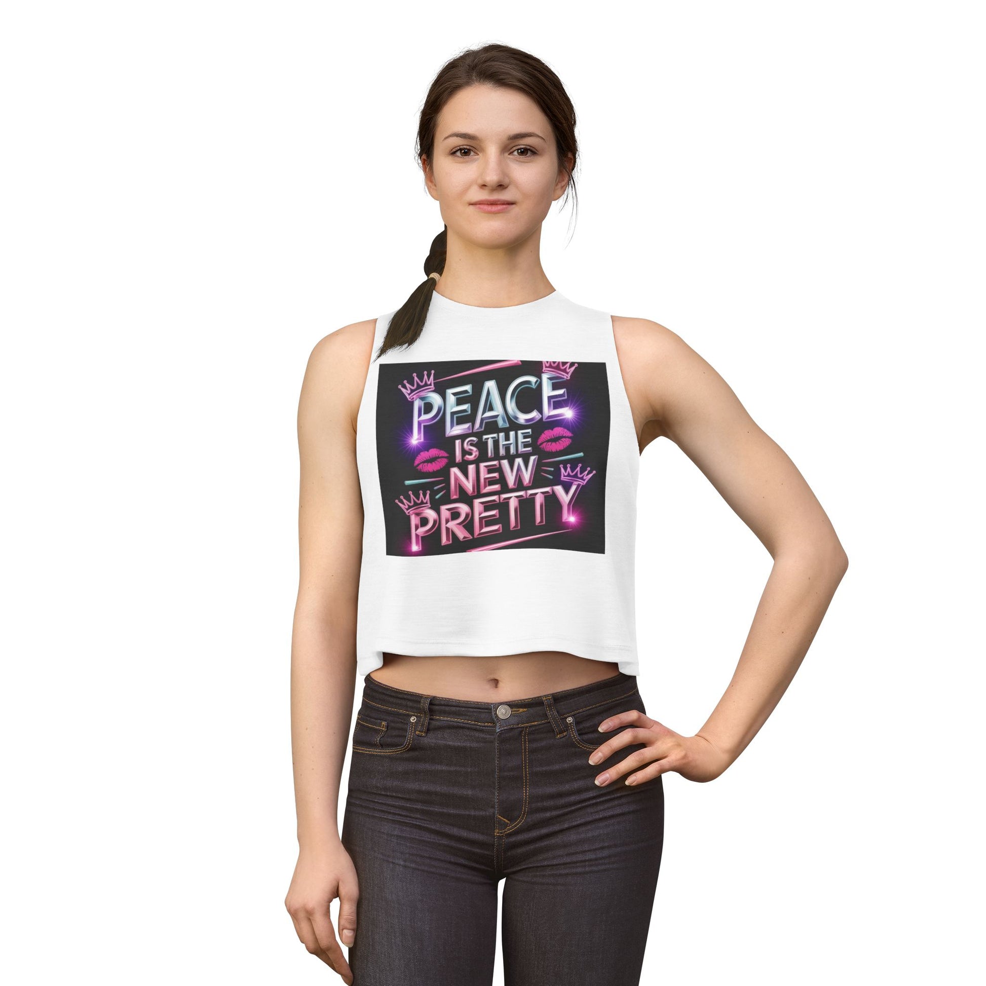 Peace Is The New Pretty Women's Crop Top – Neon Lip & Crown Graphic