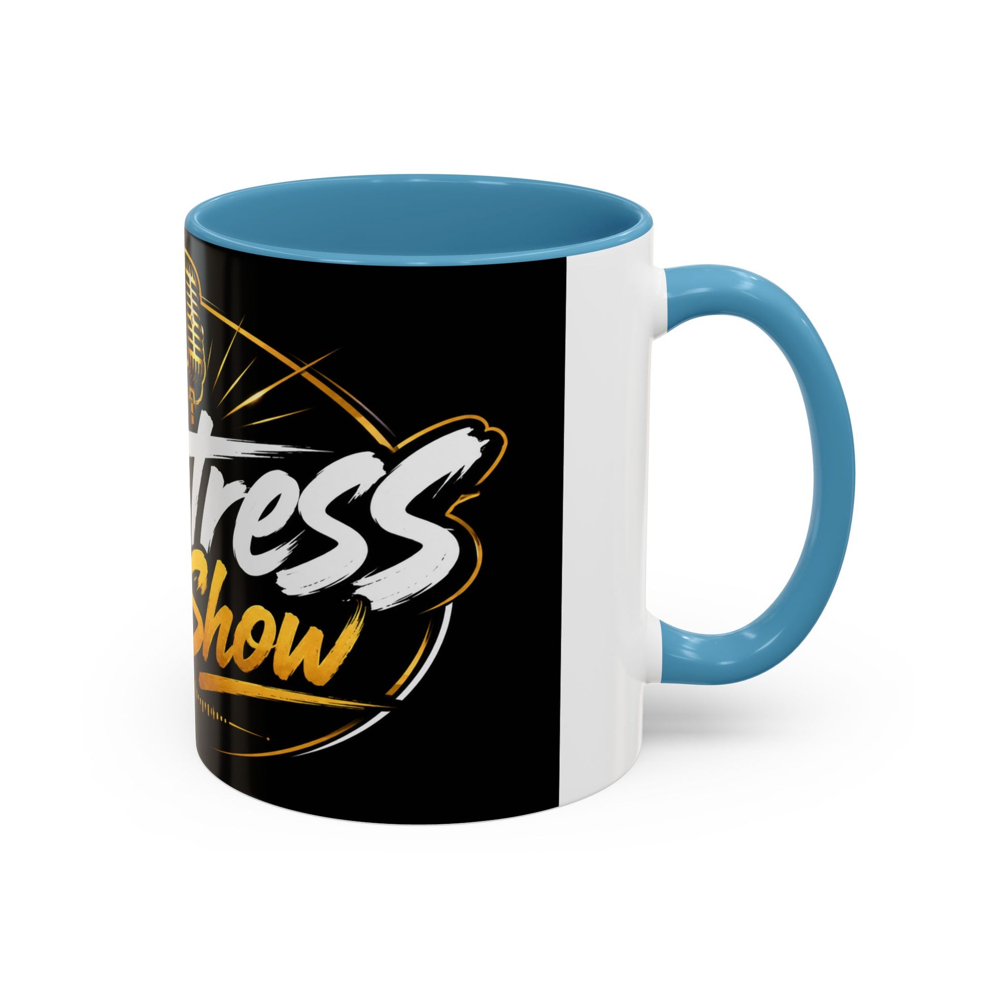 Accent Coffee Mug — '2-Stream Show' Black & Gold Podcast Logo Coffee Mug (11/15 oz)