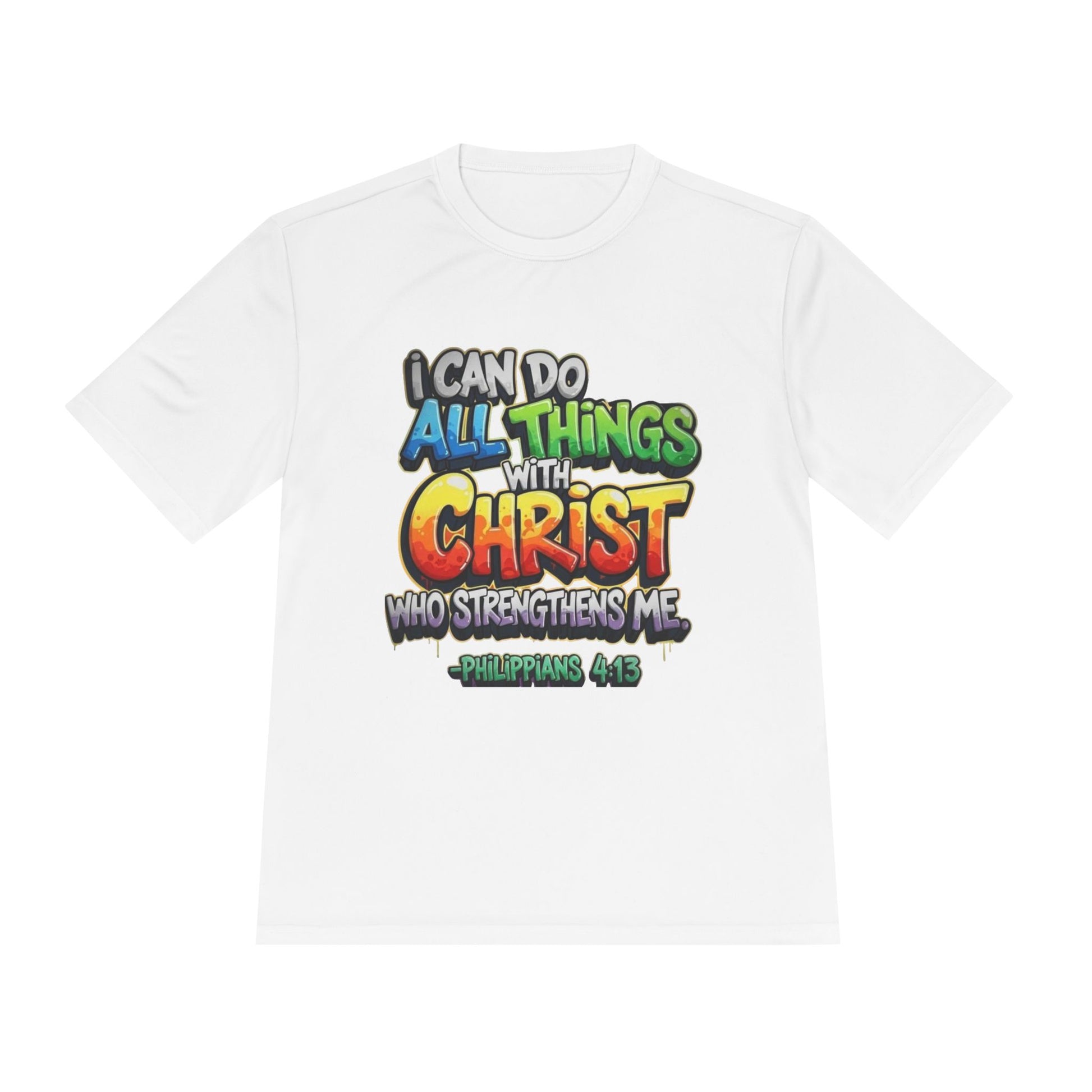Christian Graphic Tee — "I Can Do All Things With Christ" Philippians 4:13 Moisture-Wicking Shirt