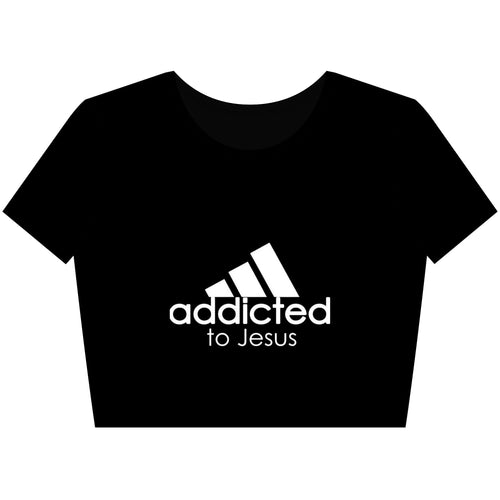 Addicted to Jesus Crop Tee, Faith-Inspired Shirt, Religious Apparel, Christian Gift, Casual Crop Top, Spiritual Fashion