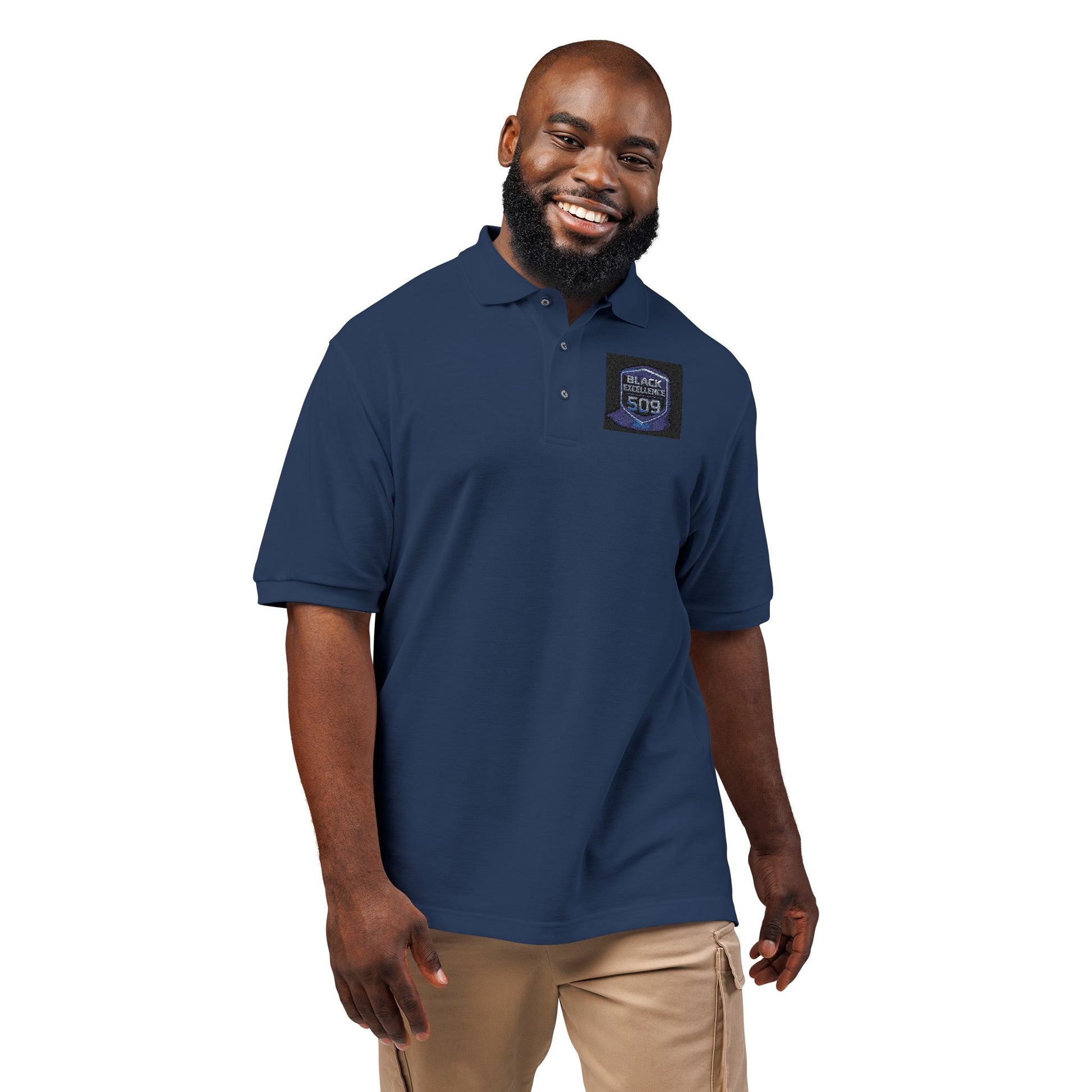 Embroidered 'Stay Weird' Blue Galaxy Polo