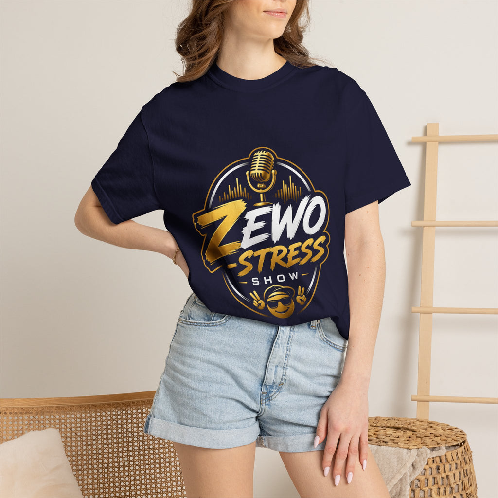 Z-Stress Podcast Logo T-Shirt — Relaxed Microphone Graphic Tee