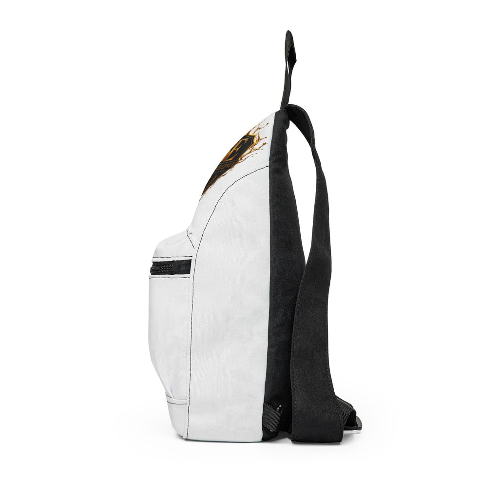 BE Beautiful Crown Sling Bag — Stylish White Crossbody Bag with Gold Emblem