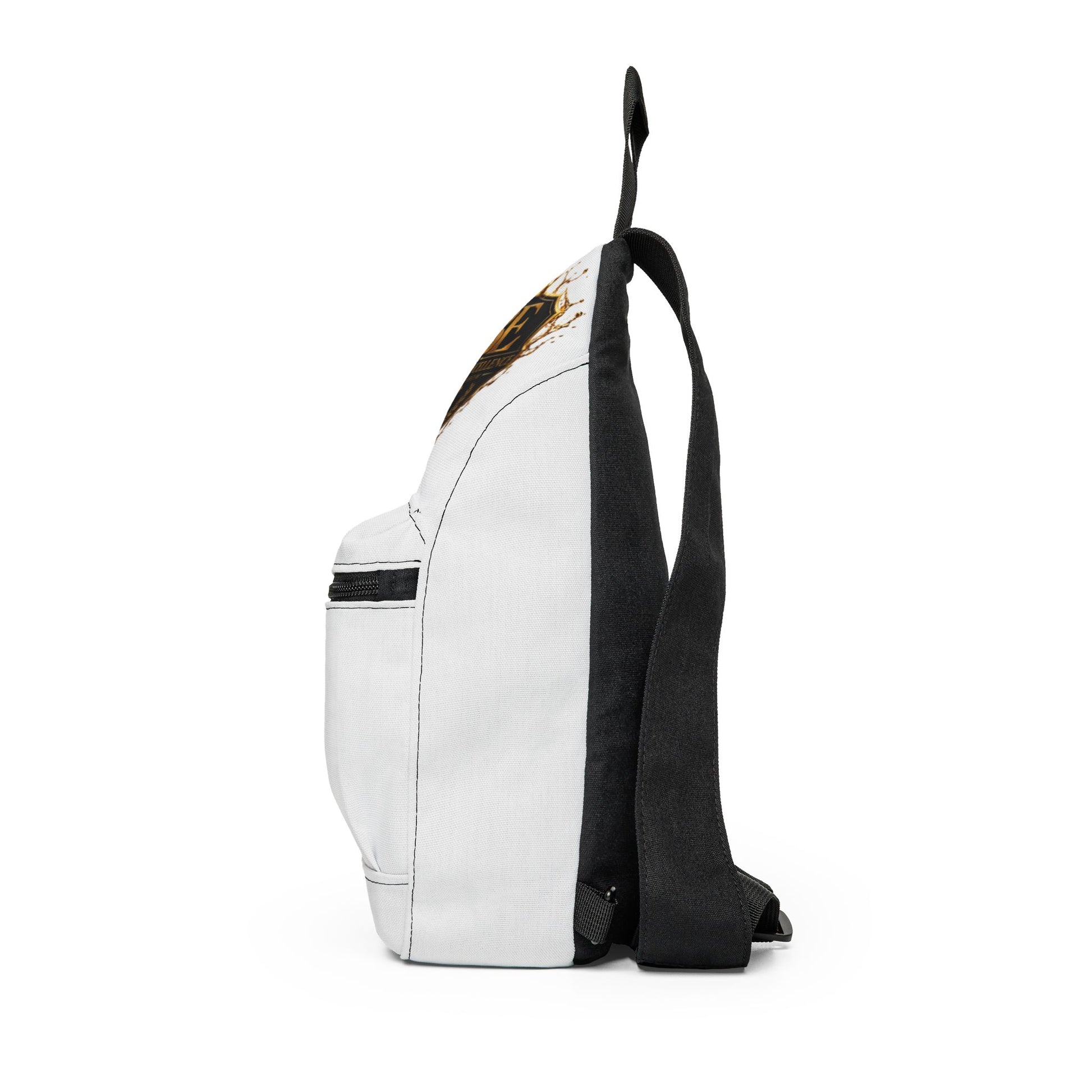 BE Beautiful Crown Sling Bag — Stylish White Crossbody Bag with Gold Emblem