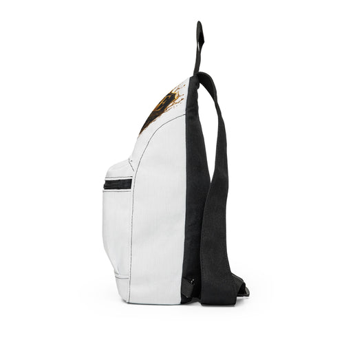 BE Beautiful Crown Sling Bag — Stylish White Crossbody Bag with Gold Emblem