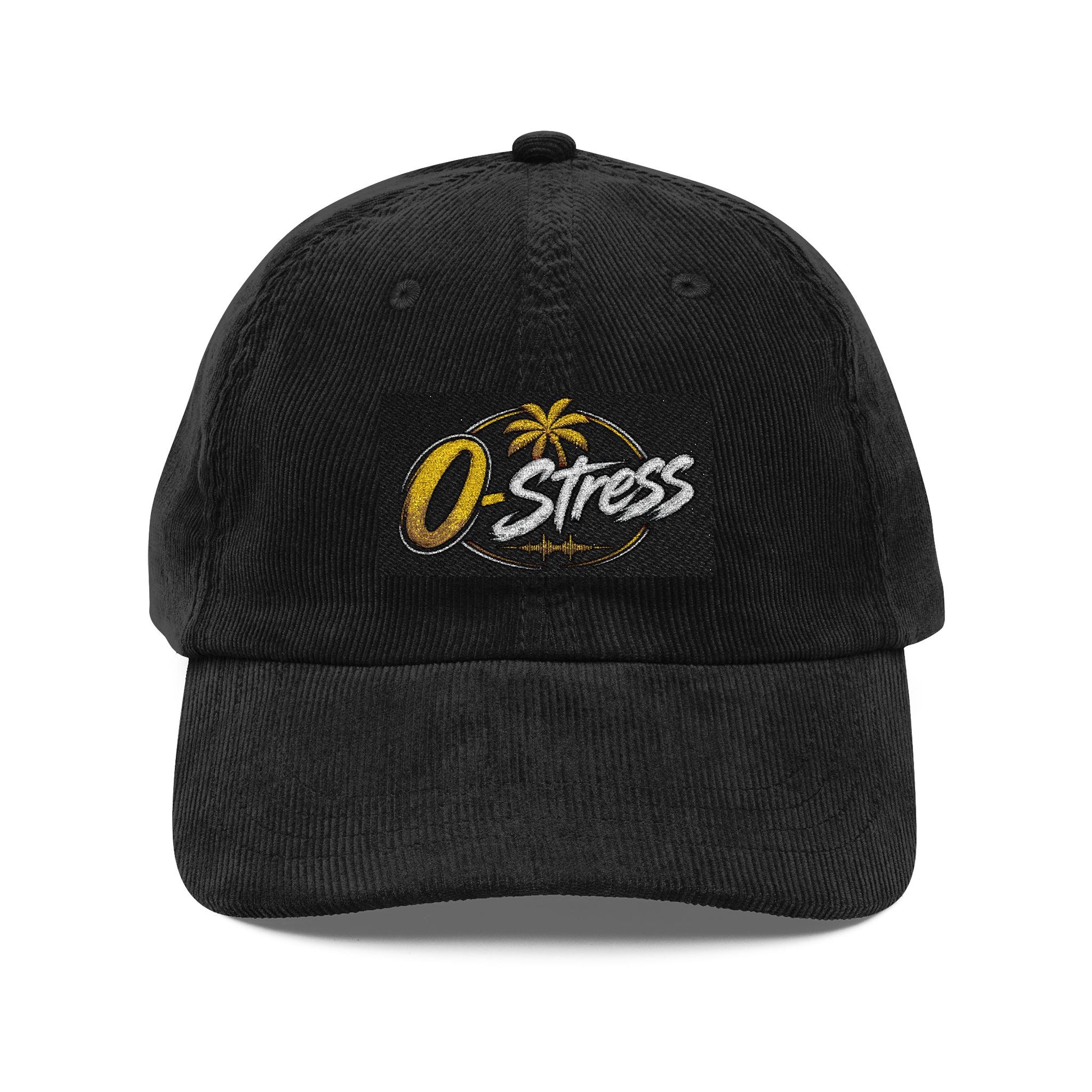Vintage Corduroy Cap – Embroidered "O Stress" Palm Logo