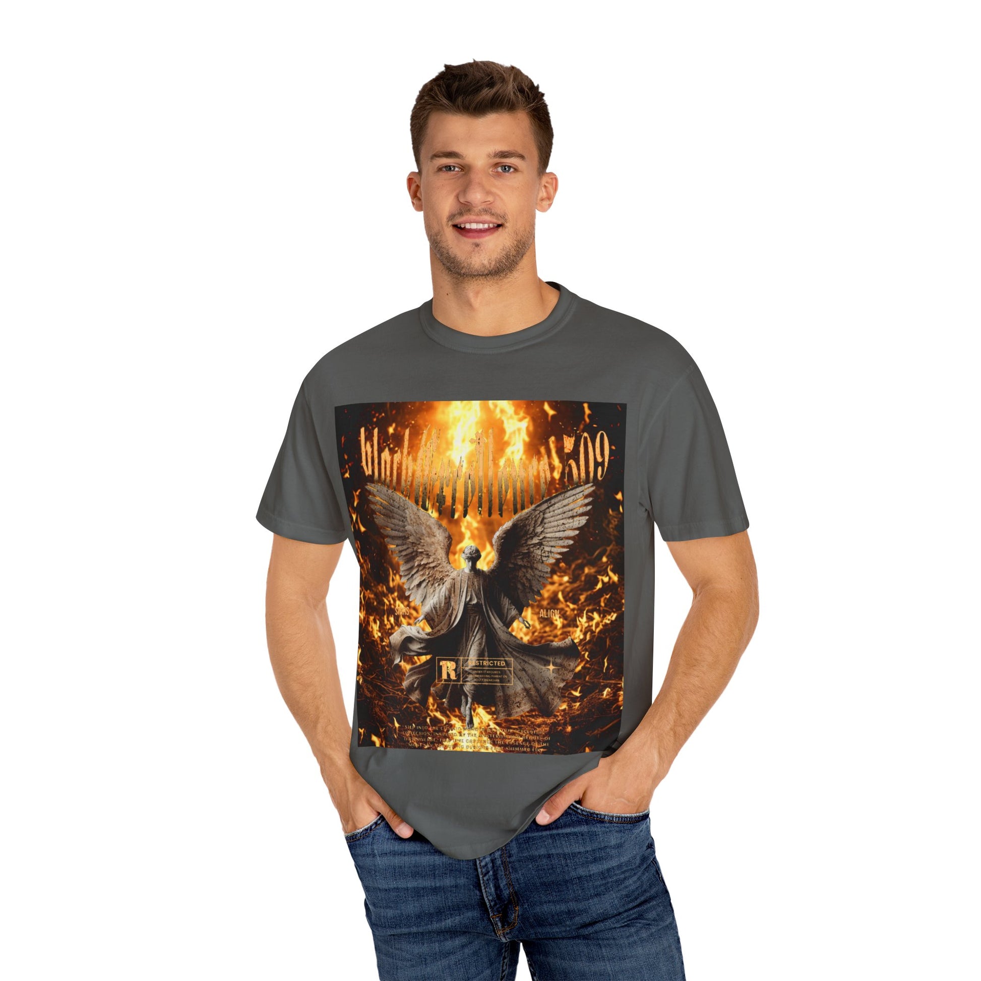 Dramatic Angel Graphic T-shirt | Gothic Style Tee | Unisex Casual Shirt | Festival Wear | Unique Gift for Music Lovers