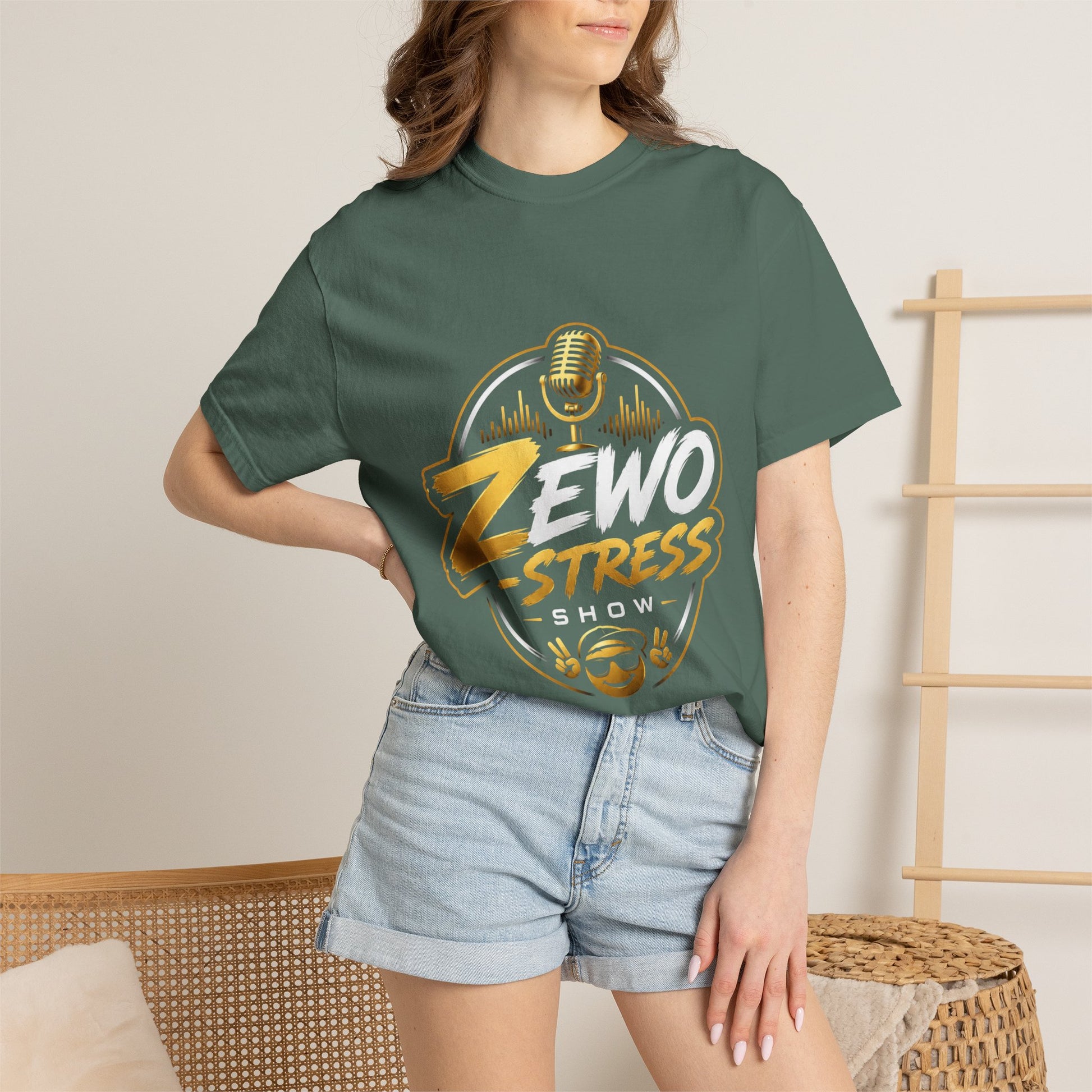 Z-Stress Podcast Logo T-Shirt — Relaxed Microphone Graphic Tee