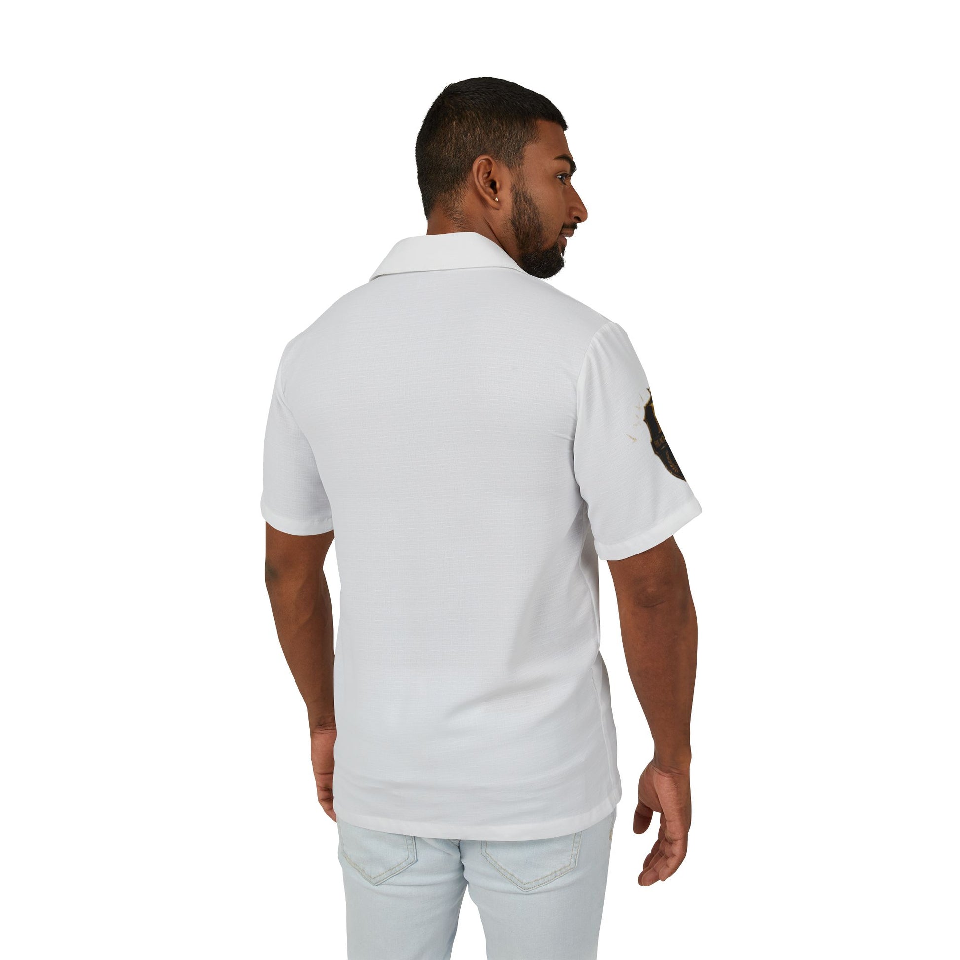 Hawaiian Camp Shirt — Minimal White AOP Short-Sleeve