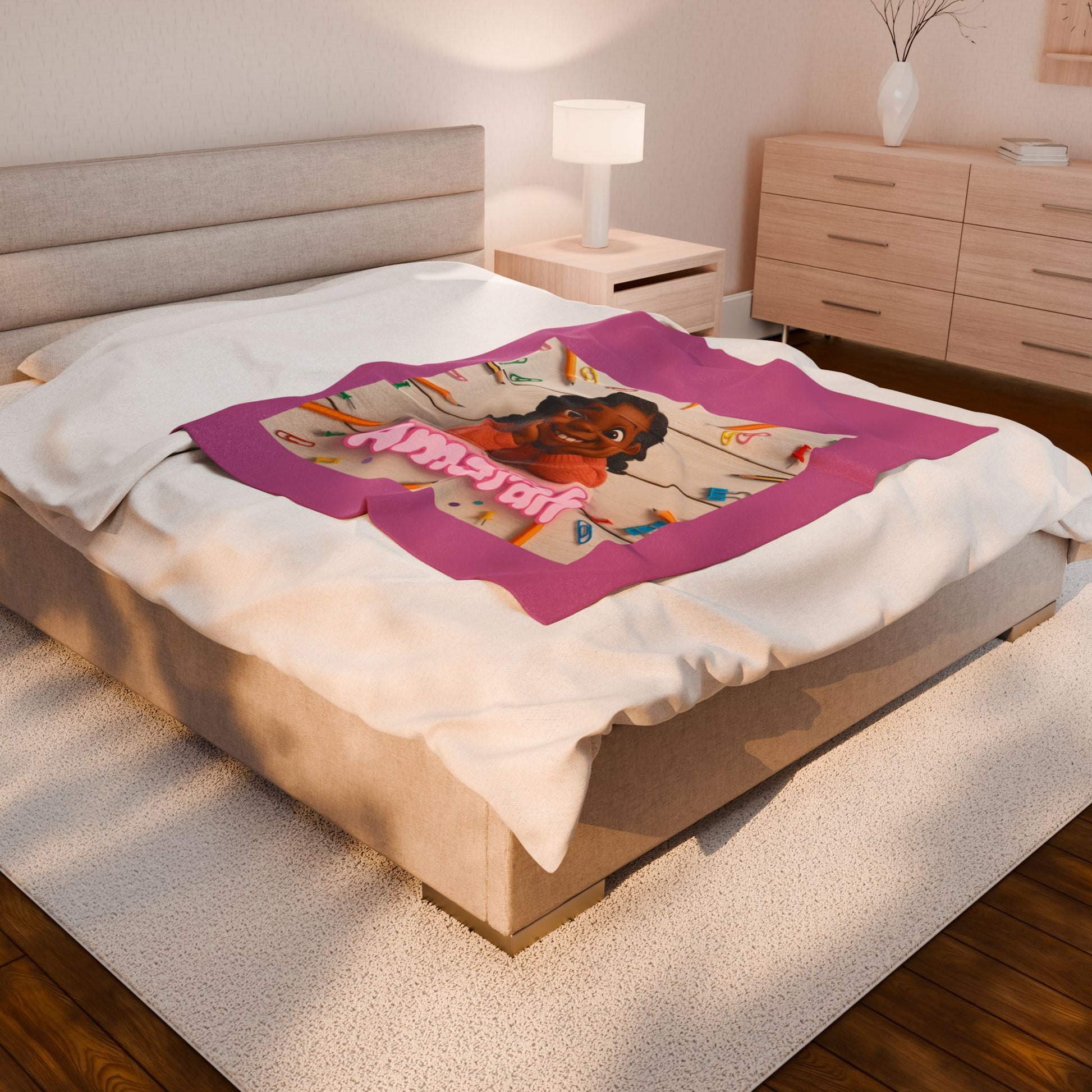 Personalized Velveteen Plush Blanket for Kids, Cozy Custom Blanket, Great Gift for Birthdays, Indoor Snuggles, Baby Shower