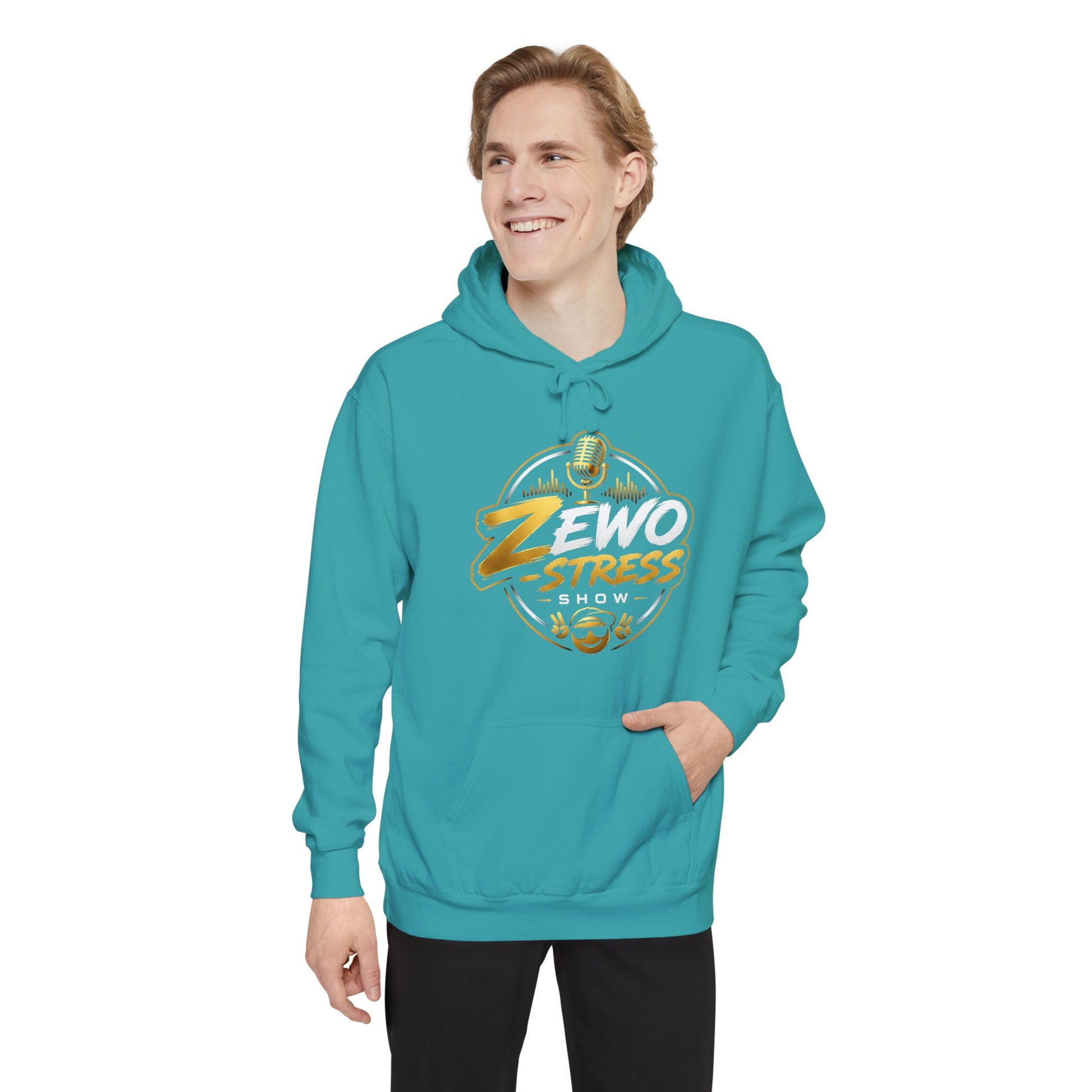 Z-Stress Hoodie — Relaxed Graphic Pullover with Gold Zen Design