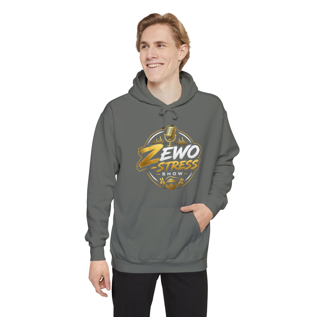 Z-Stress Hoodie — Relaxed Graphic Pullover with Gold Zen Design