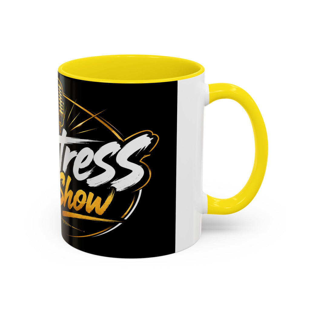 Accent Coffee Mug — '2-Stream Show' Black & Gold Podcast Logo Coffee Mug (11/15 oz)