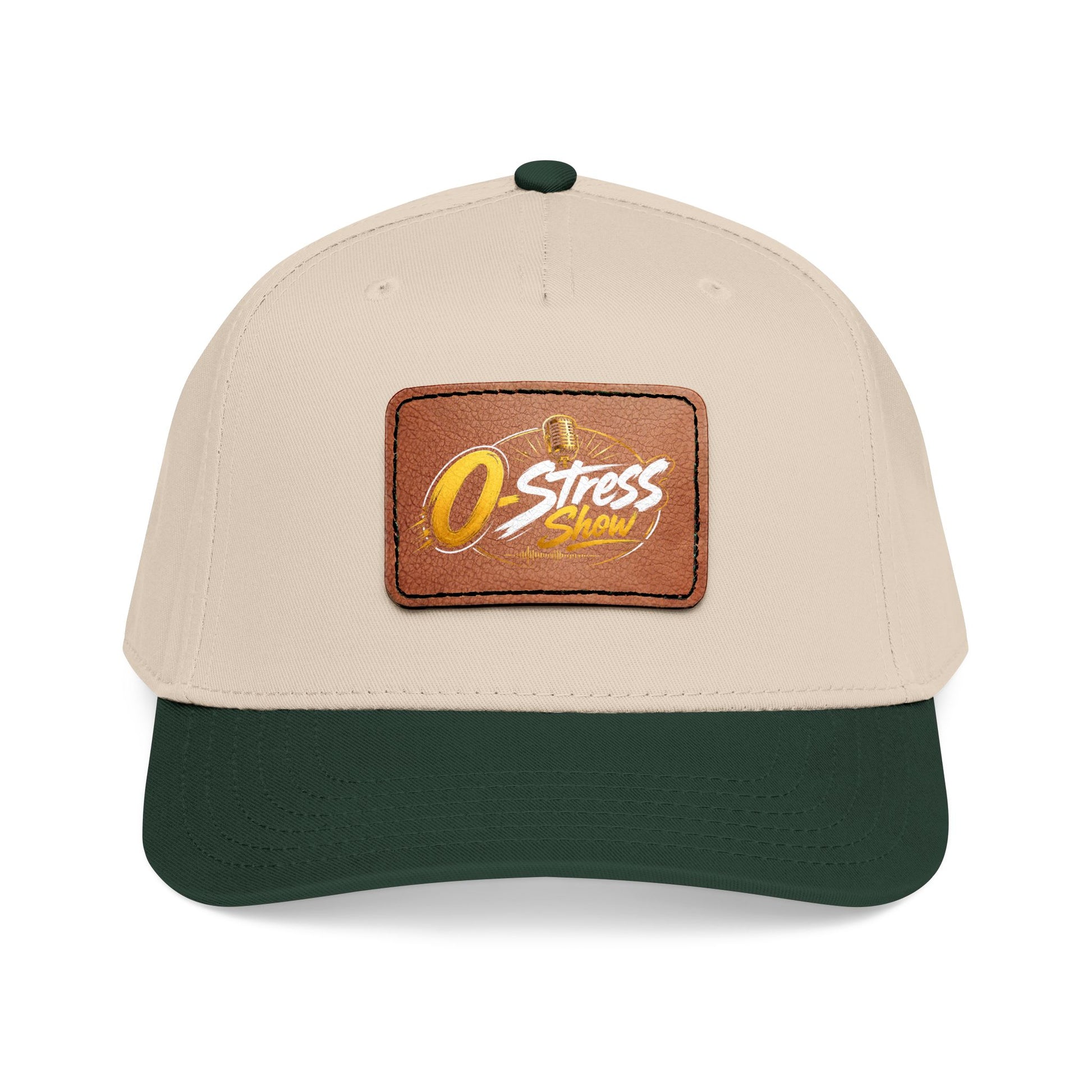 Leather Patch Baseball Cap — "No Stress" Retro Logo