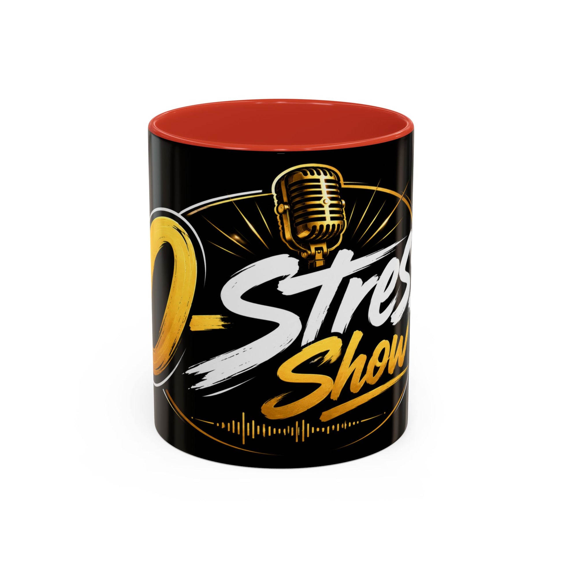 Accent Coffee Mug — '2-Stream Show' Black & Gold Podcast Logo Coffee Mug (11/15 oz)